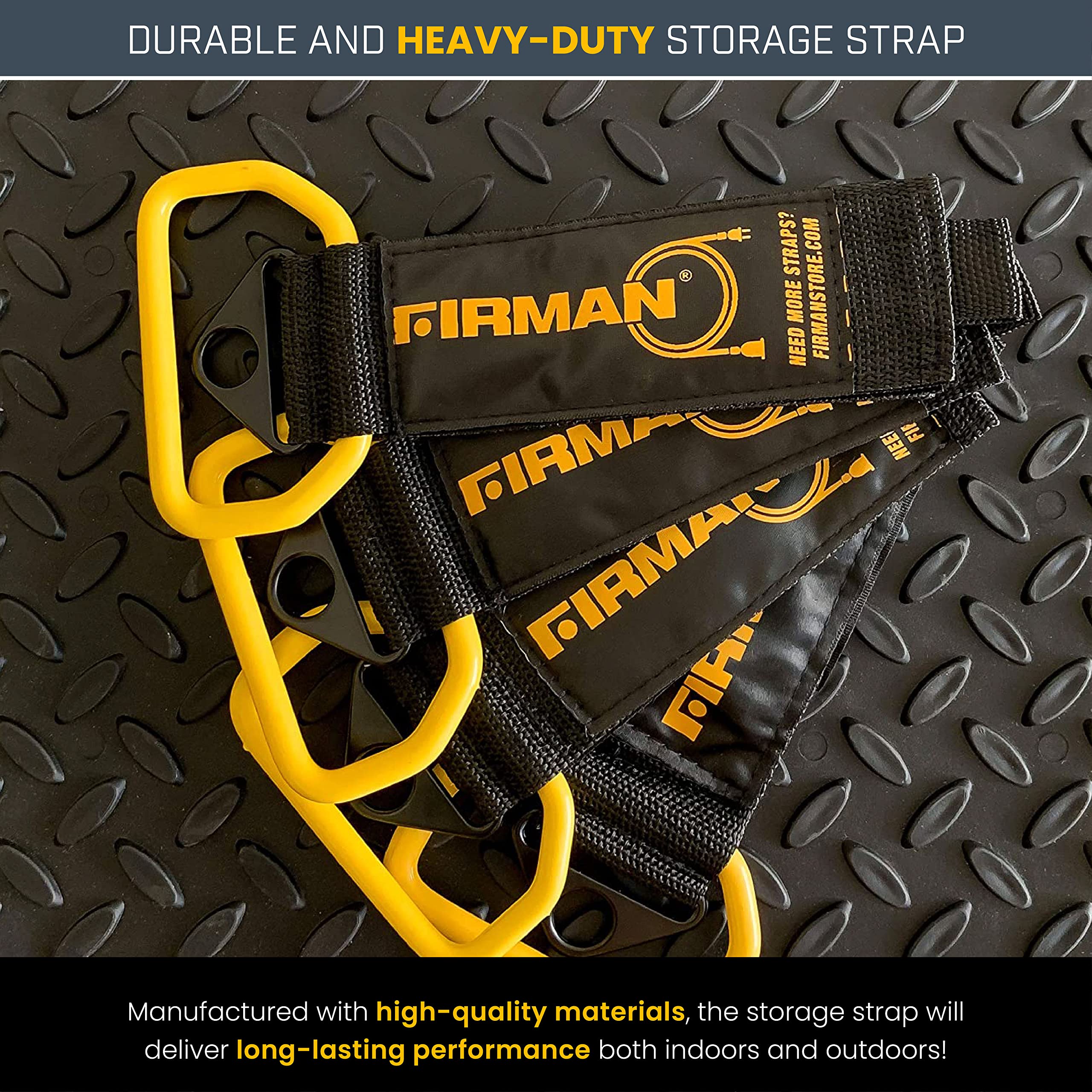 Heavy-Duty Firman Storage Strap with Handle, Cord Organizer with Hook and Loop, Made of Vinyl, Easy-to-Carry, 2" x 6"