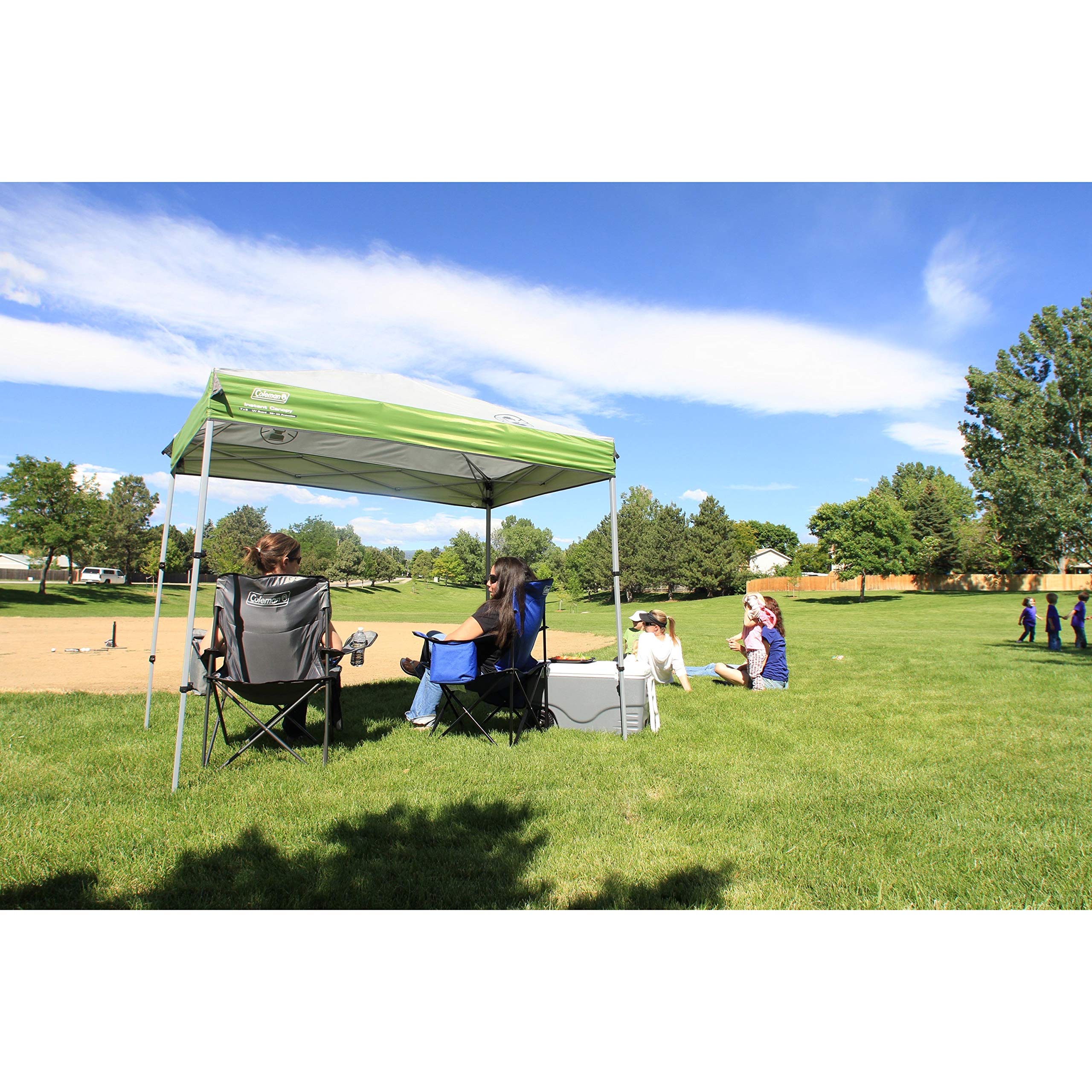 Coleman Sun Shelter Canopy with Instant Setup, Sun Shelter with Wheeled Carry Bag Sets Up in About 3 Mins, 7x5ft, 10x10ft, or 12x12ft Canopy for Sporting Events, Tailgating, Camping, & More