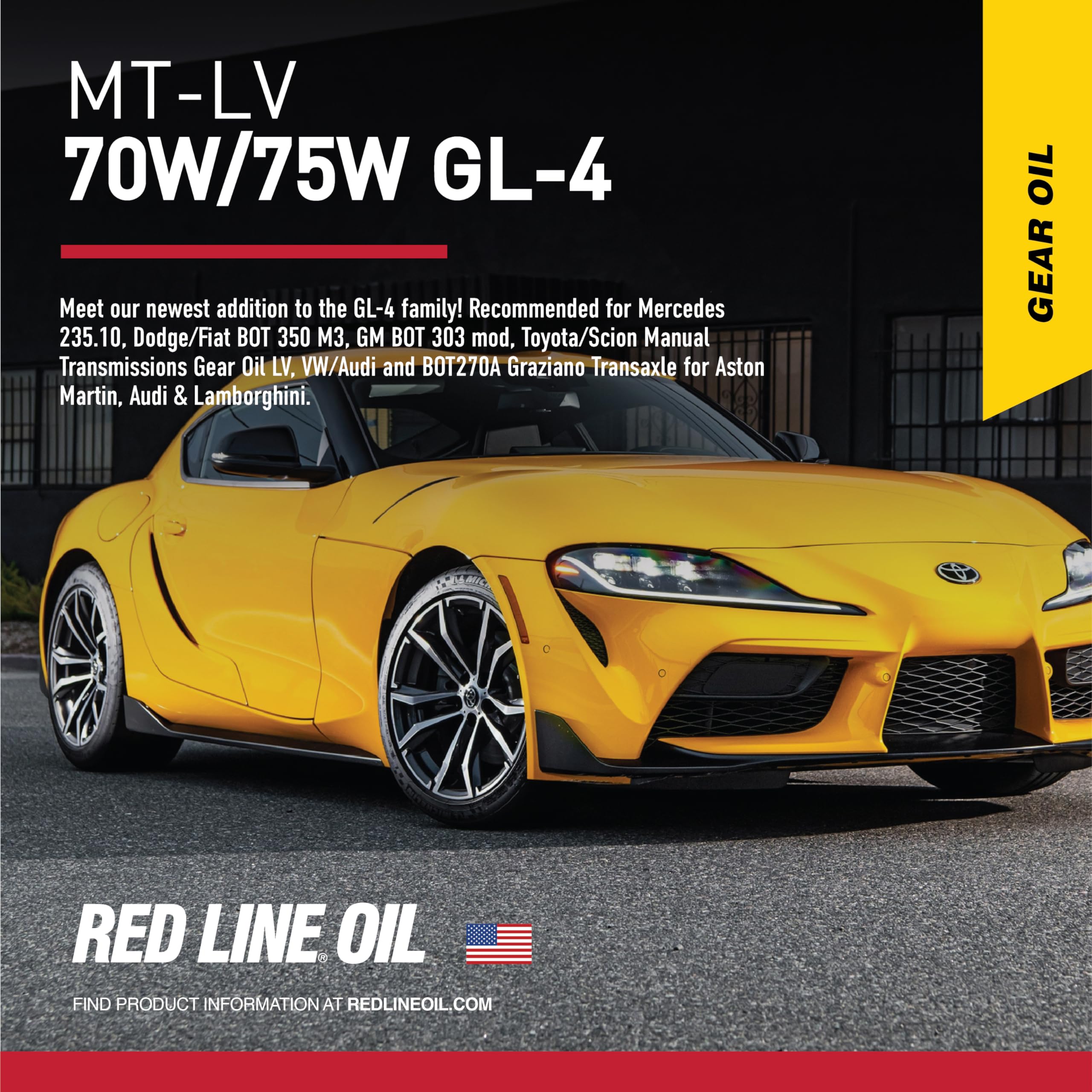 Red Line MT-LV 50604 70W/75W GL-4 High-Performance Full Synthetic Gear Oil Lubricant for Manual Transmissions & Transaxles - 1 Quart
