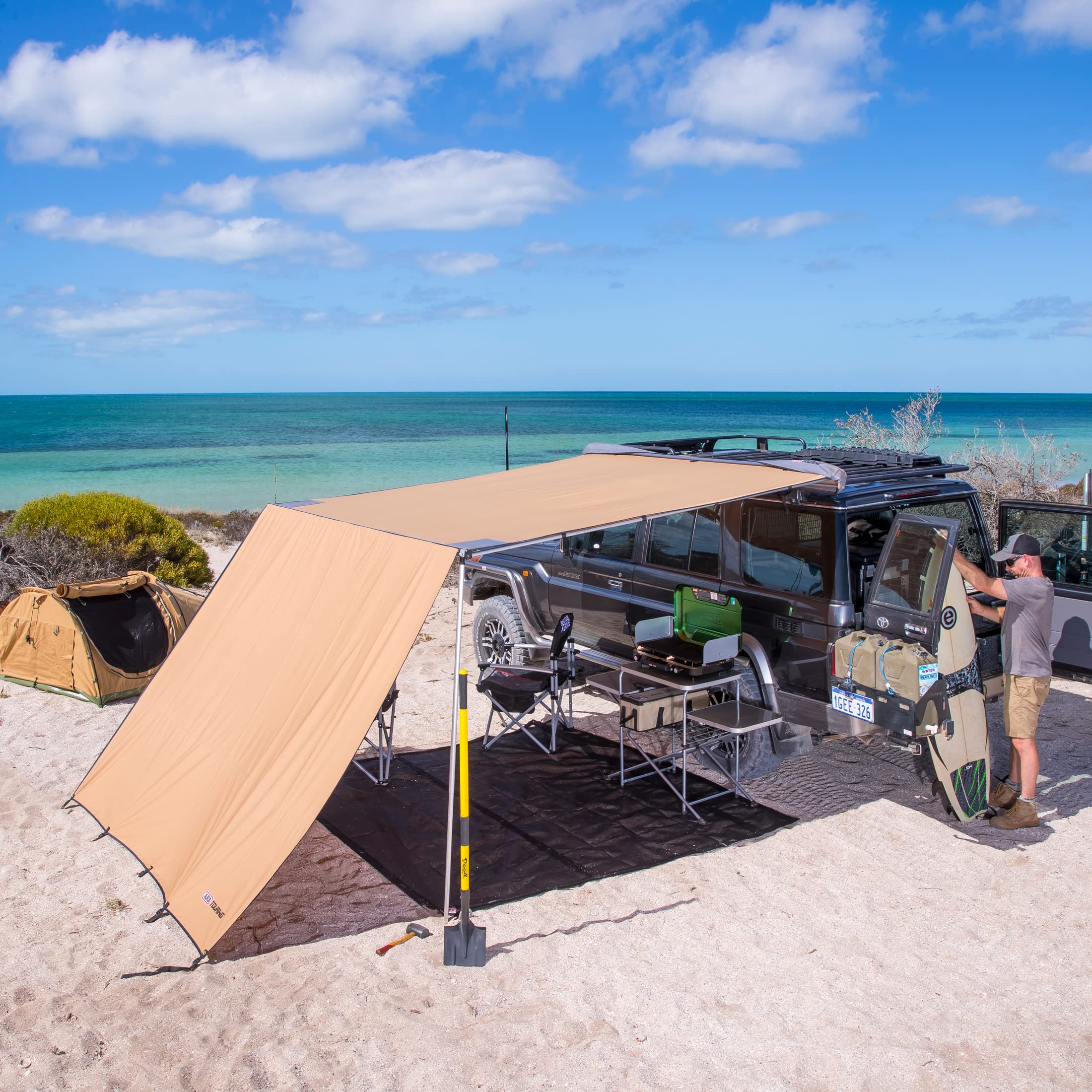 814409 ARB 4x4 Accessories Retractable Awning with Led Light Strip Included (814404) 2000x2500mm 6.5x8.2 Feet, Ideal for Camping , Roadtrips, Outdoor Trips, Travel, Expedition, RV, Camper, 4x4 and SUV