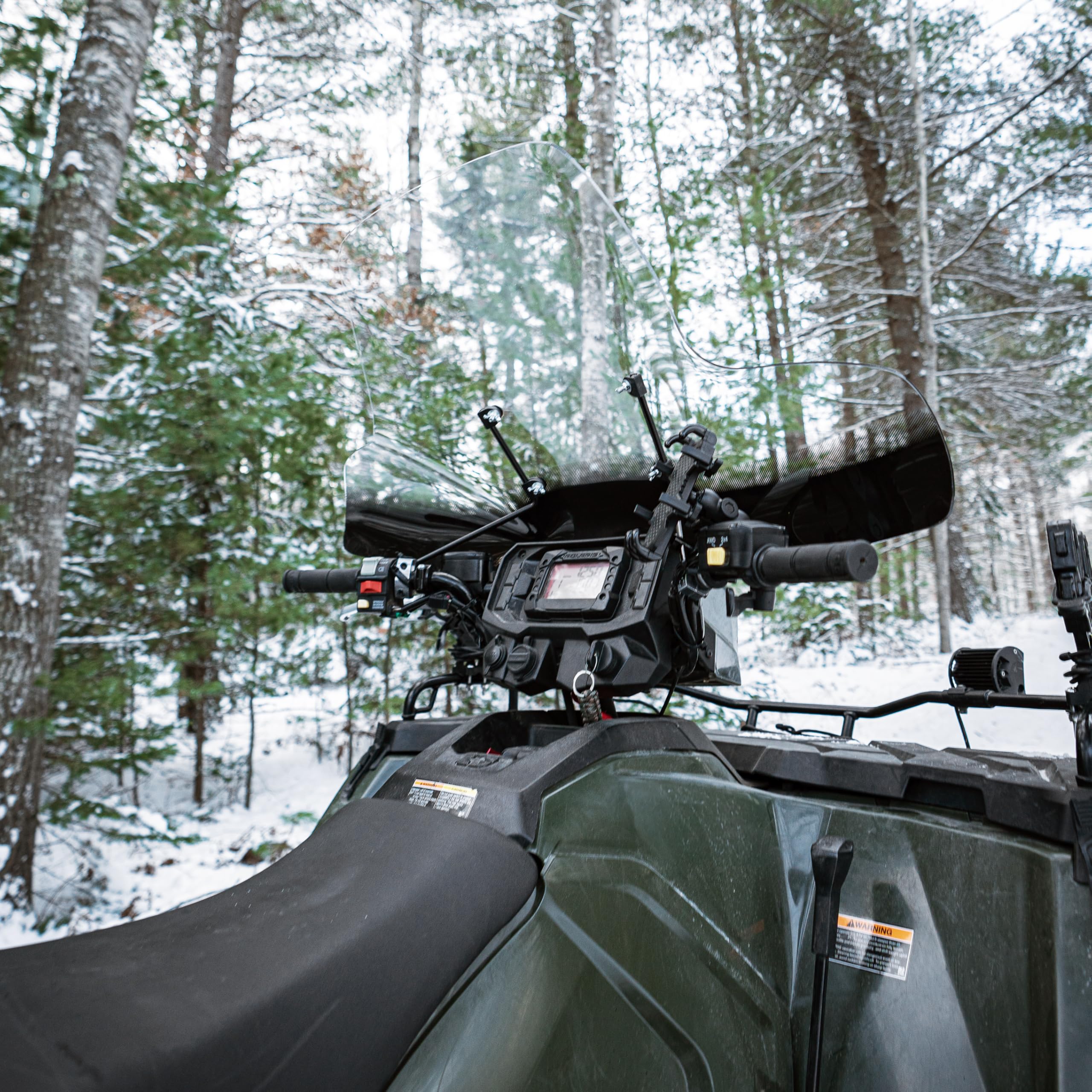 ATV Windshield Black Boar w/Hardware - Features Wrap-Around Design that Shields Hands - Crafted of Heavy Duty Clear Acrylic - Easily Mounts onto Handlebars to Deflect Wind, Rain, Mud & Insects (66031)