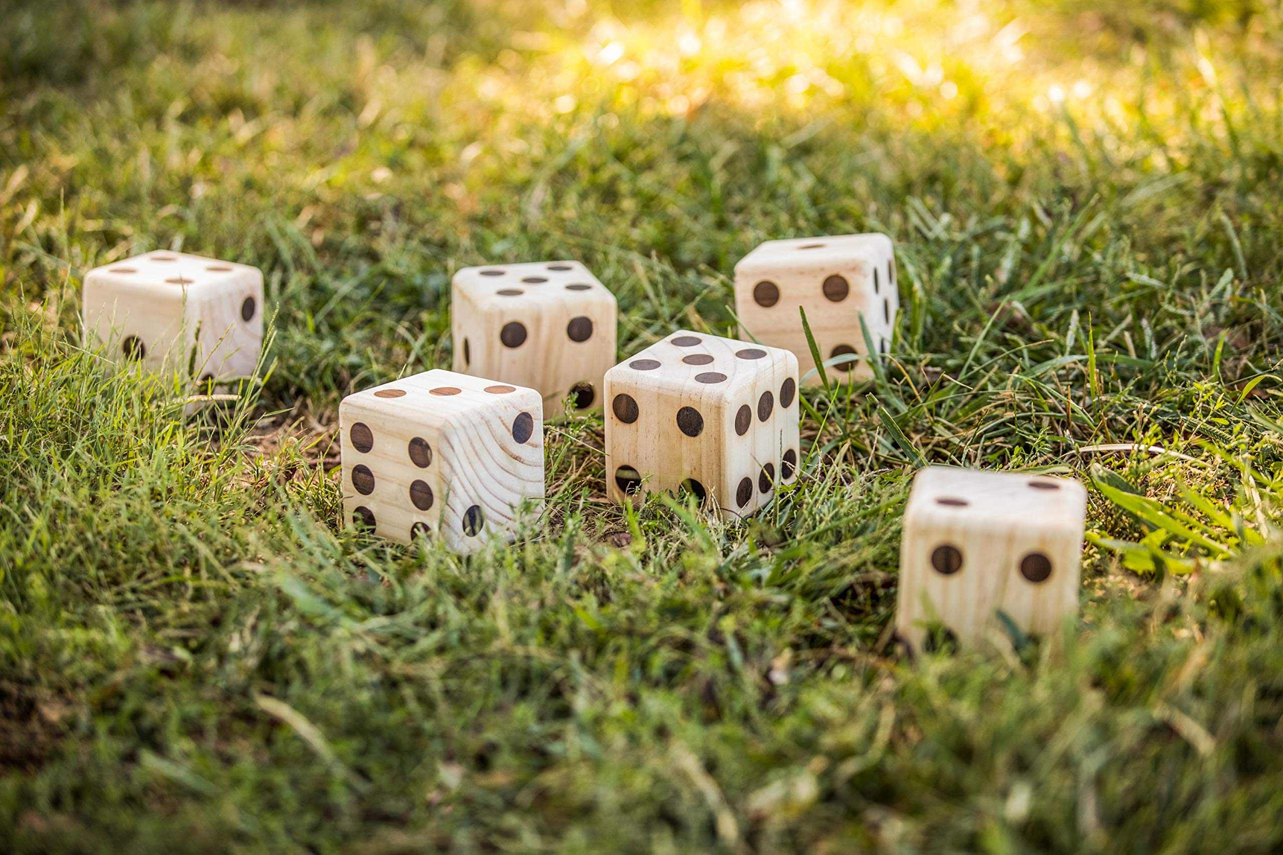 Giant Wooden TRIUMPH Lawn Dice - Includes 6 Large Lawn Dice, Dry-Erase Scorecards, Markers and Carry Bag