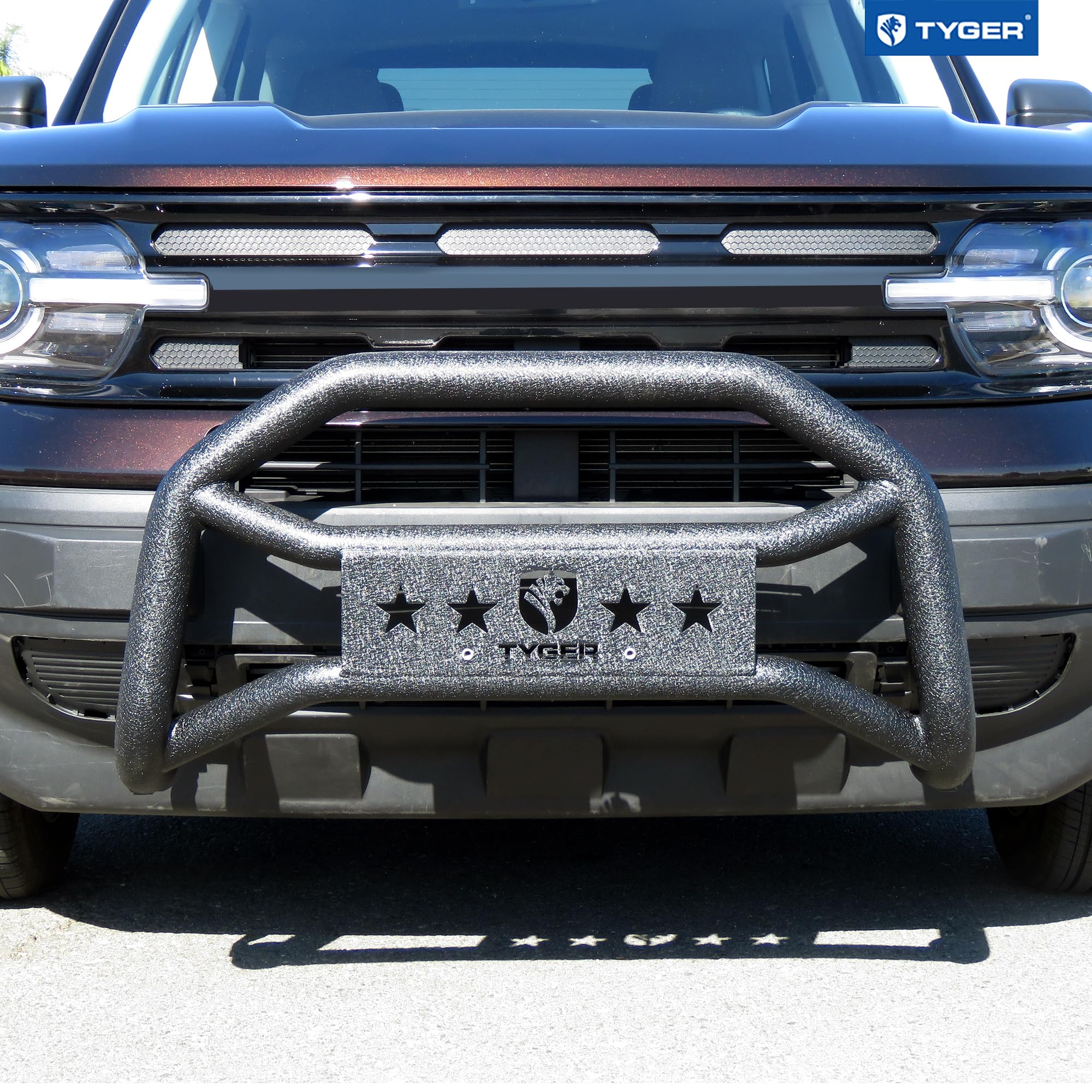 Tyger Auto TG-GD6F60558 Bumper Guard Front Fits 2021-2024 Ford Bronco Sport 4 Doors | Textured Black | Light Mount | Bull Bar