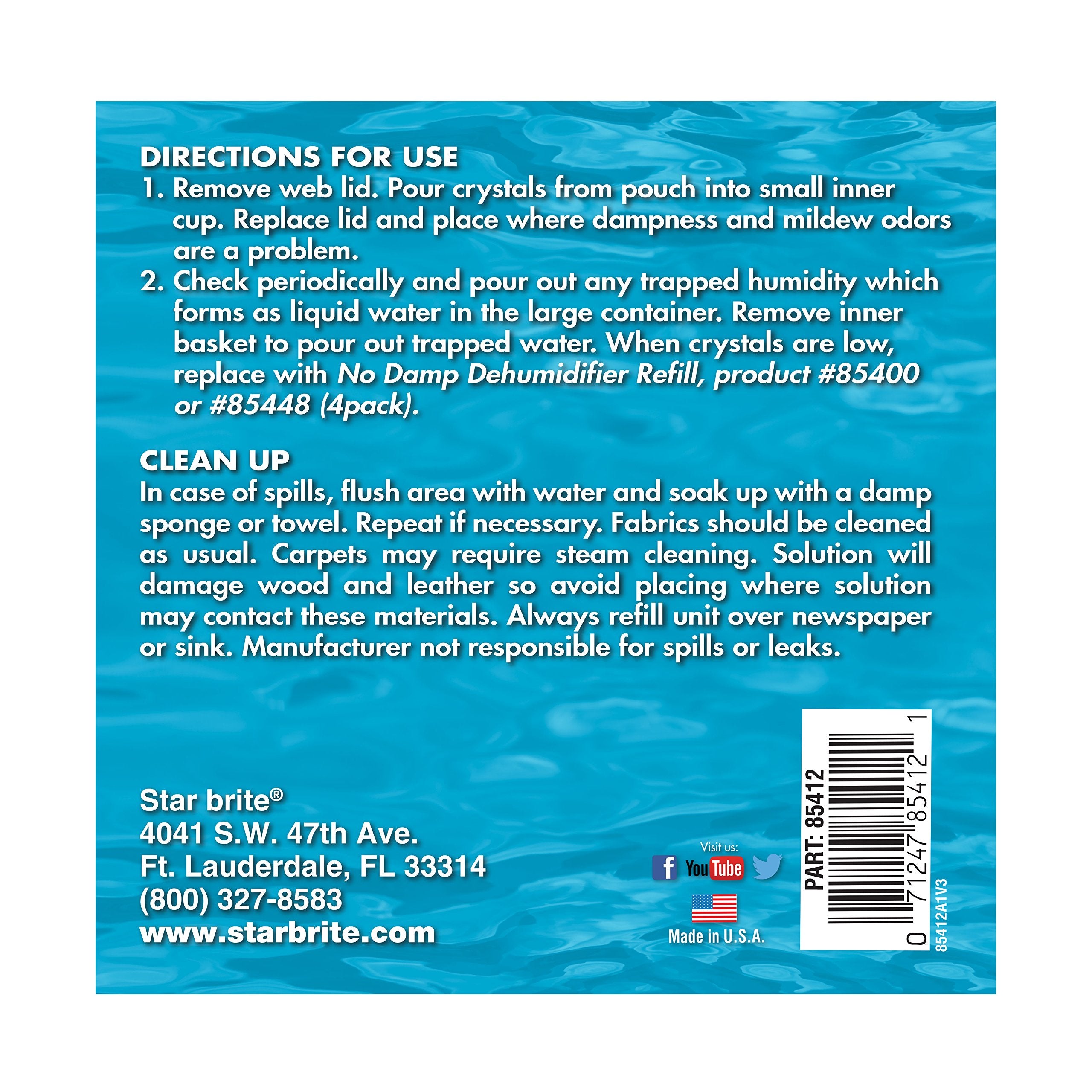 No Damp STAR BRITE Moisture Absorber & Dehumidifier - Simple, Portable, Humidity Control for Boats, RVs, Seasonal Homes & More - Prevent Musty Odor & Moisture Damage - 12 OZ (085412)