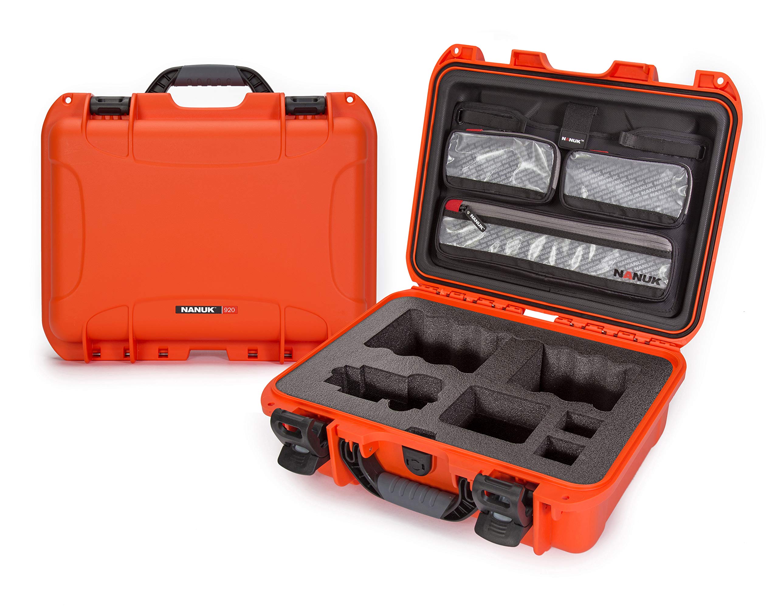 Waterproof Nanuk 920 Hard Case with Lid Organizer for Sony a7R Size Camera - Orange