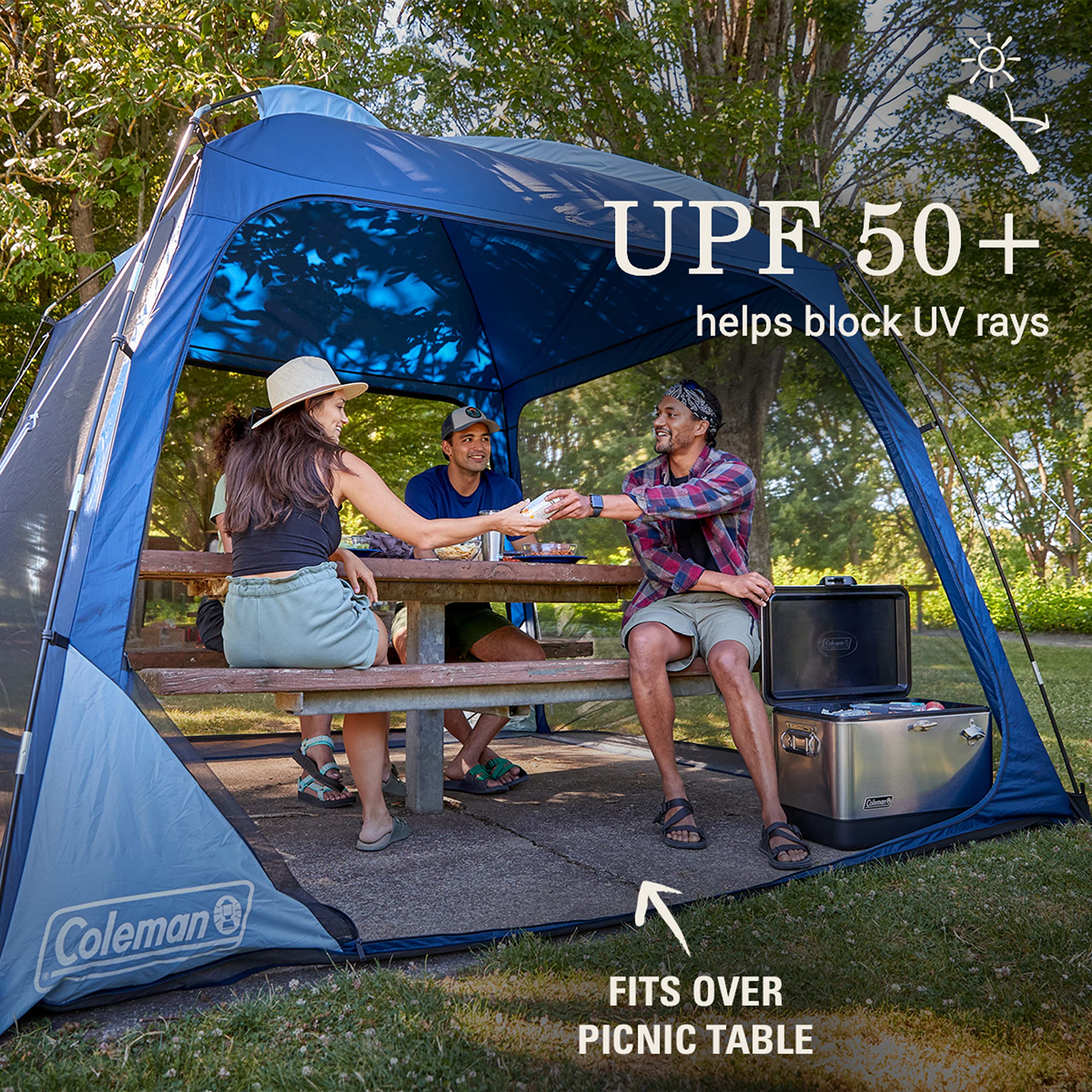 Skyshade Coleman Screen Dome Canopy Tent, 10 x 10 Shade Canopy, UPF 50+ Outdoor Canopy Tent for Camping, Tailgating, and Beach Shade, Blue Nights
