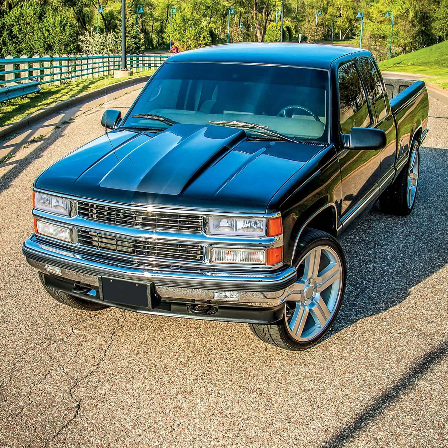 Chrome Headlights SPEC-D TUNING w/LED Light Bar Compatible with 1988-1998 Chevy GMC C10 C/K 1500 2500 3500, Suburban, Tahoe, Silverado, Sierra, L+R Pair Head Light Lamp Assembly