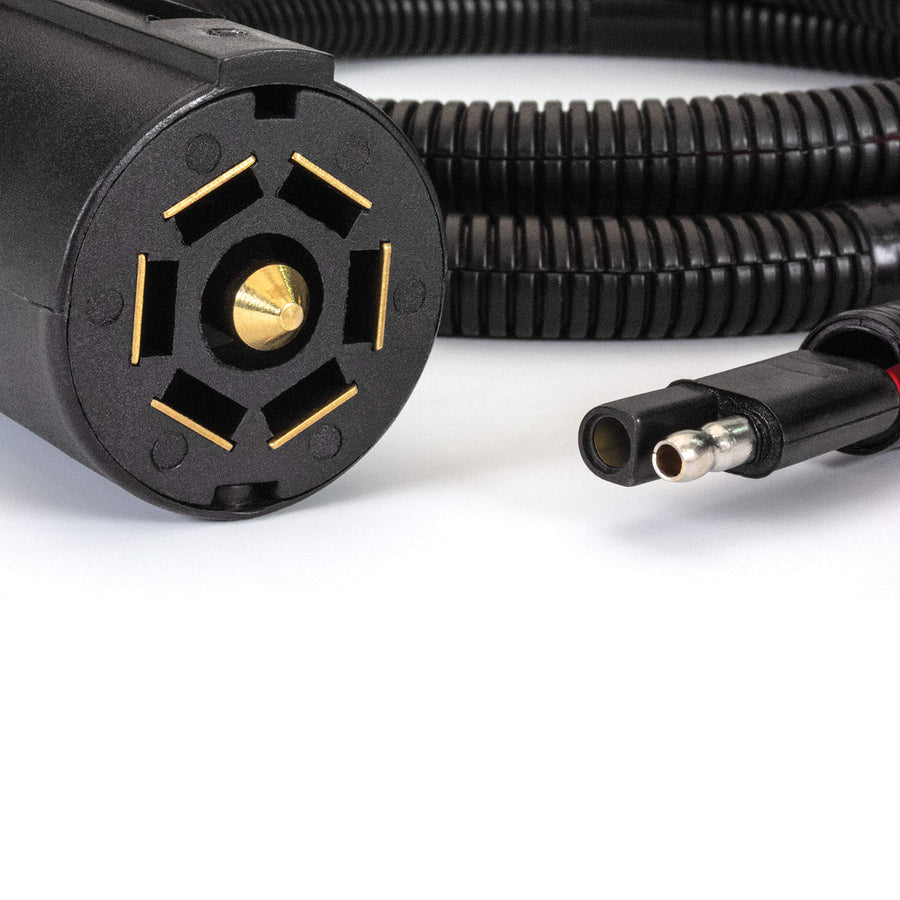 Power Swap Auxiliary Cord for Lippert Power Stance Tongue Jack, 6' long Cable, 2-Way to 7-Way Plug, Won’t Drain Your RV Battery, LED Lights for Nighttime Visibility, Emergency Manual Crank – 813749