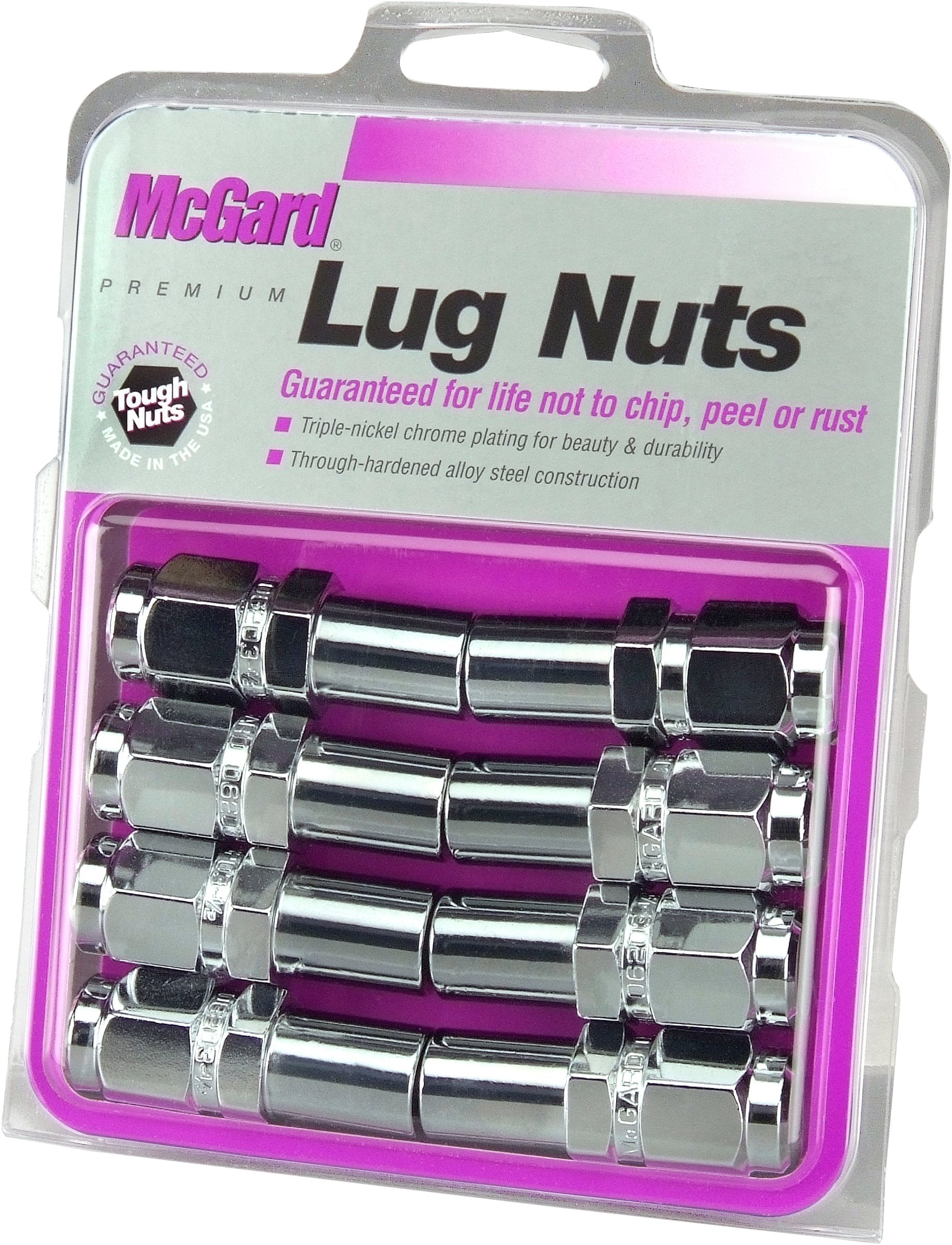 McGard Chrome Duplex 62820 Long 1.00" Shank Style Lug Nuts (1/2" - 20 Thread Size) - Set of 8,4 Lug Nuts / 4 Washers