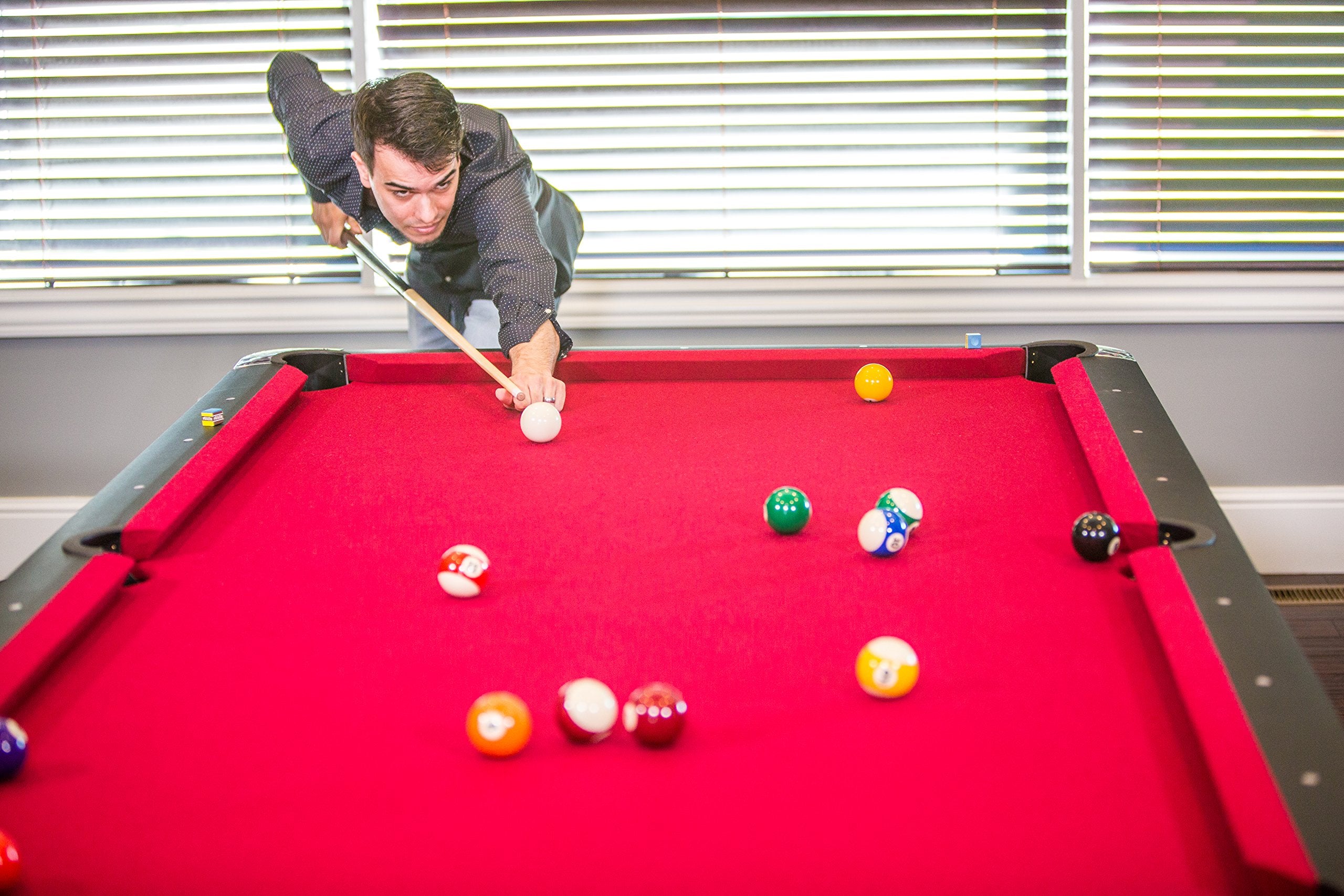 Donovan II Mizerak 8' Billiard Table with 2 Cues, Set of Billiard Balls, Triangle Brush and 2 Chalk