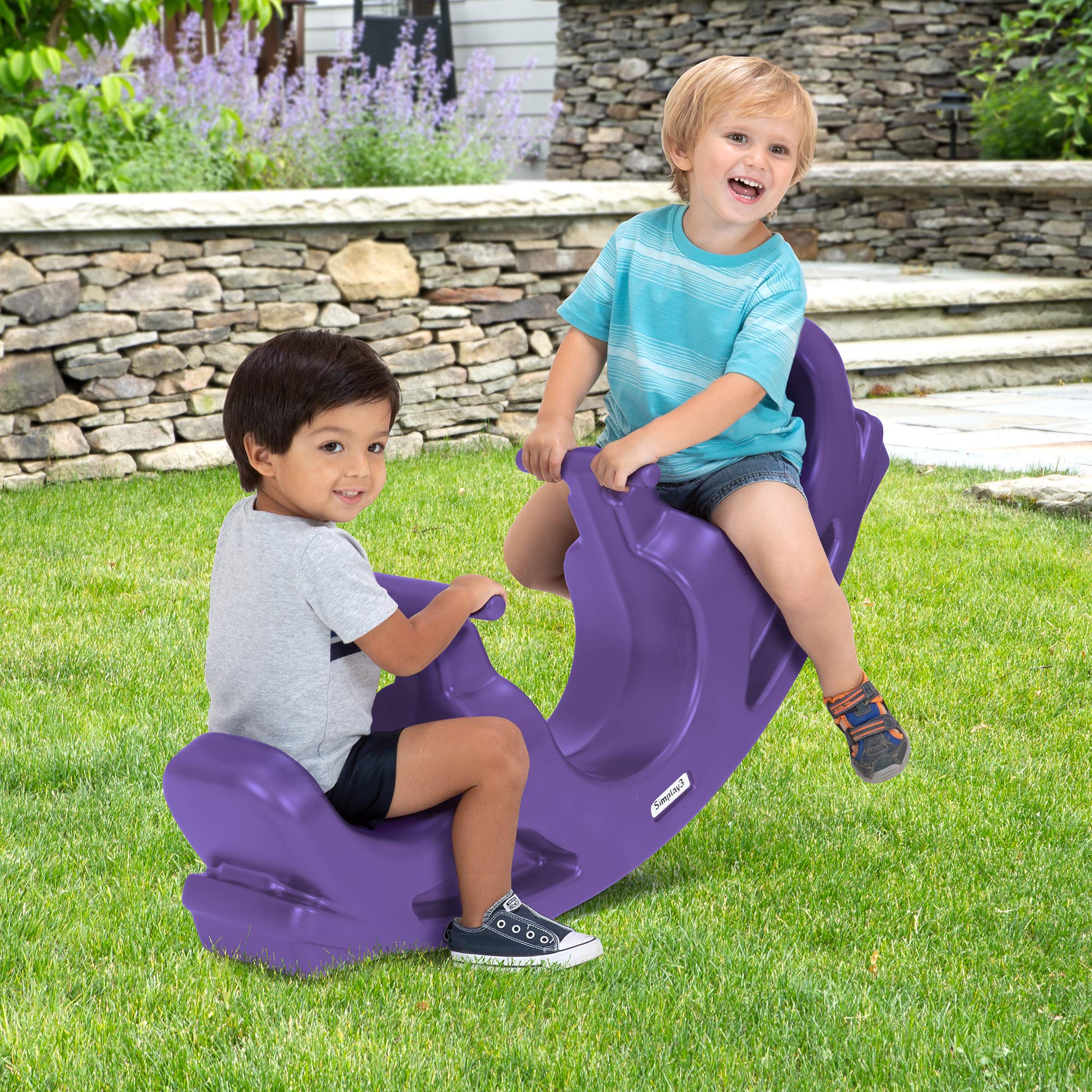 Simplay3 Teeter Totter Rock and Roll Seesaw - Rocking Fun for Two Toddlers or Kids Ages 18 Months to 5 Yrs- Purple, Made in USA