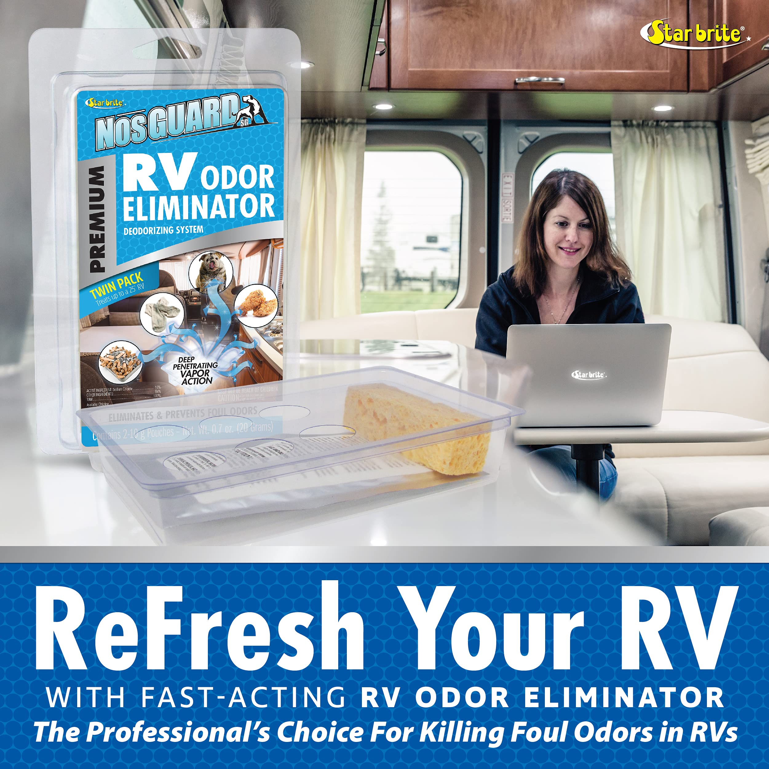 NosGUARD STAR BRITE RV Odor Eliminator – Deep Penetrating Vapor System, Twin Pack 10G (079950)