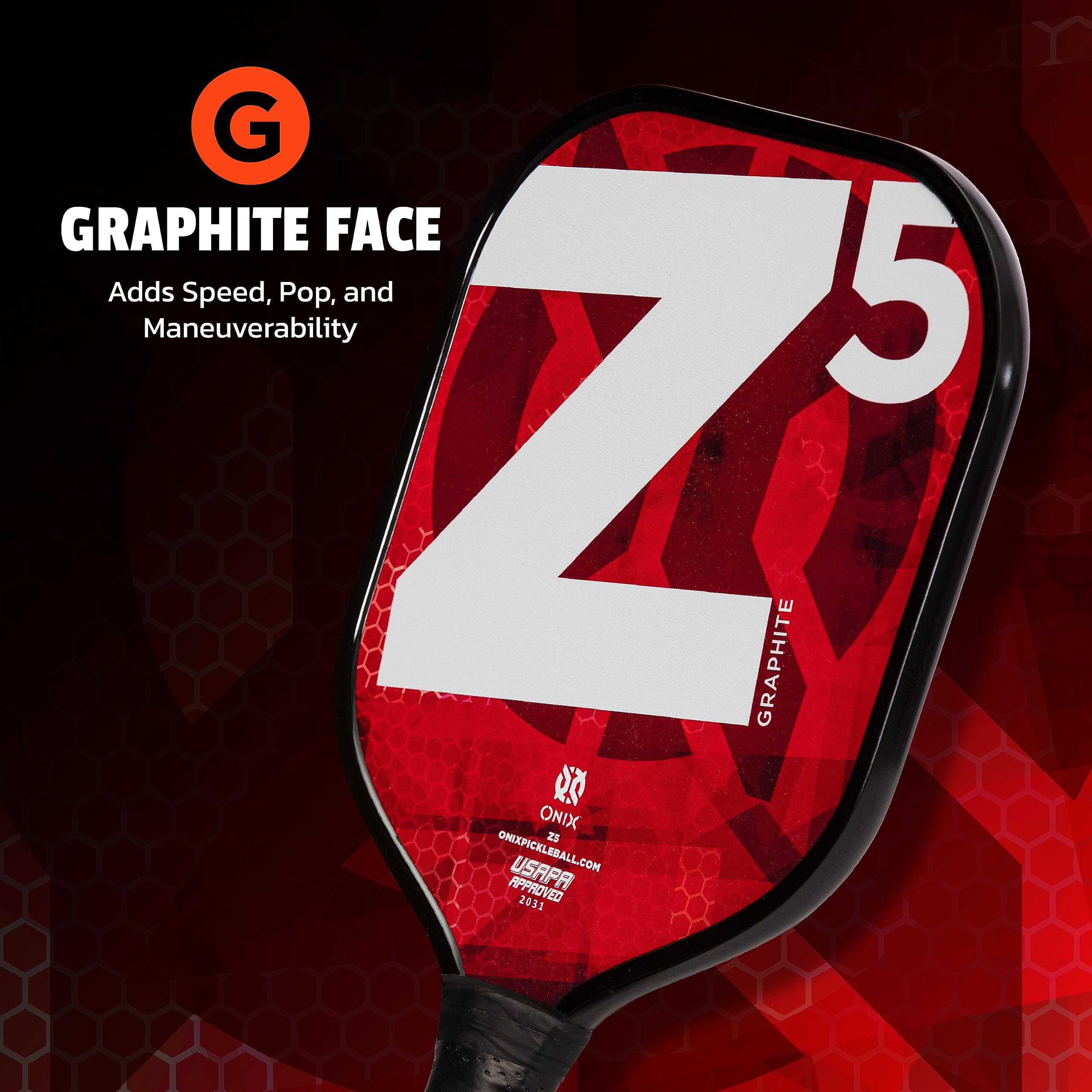 Graphite ONIX MOD Z5 Carbon Fiber Pickleball Paddles with Cushion Comfort Pickleball Paddle Grip - USA Pickleball Approved