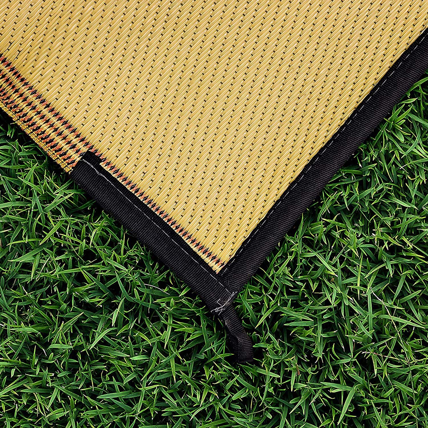 Camco Reversible Large Outdoor Patio Mat - Easy to Clean, Perfect for Picnics, Cookouts, Camping, and The Beach (9' x 12', Brown Lattice Design) (42857)