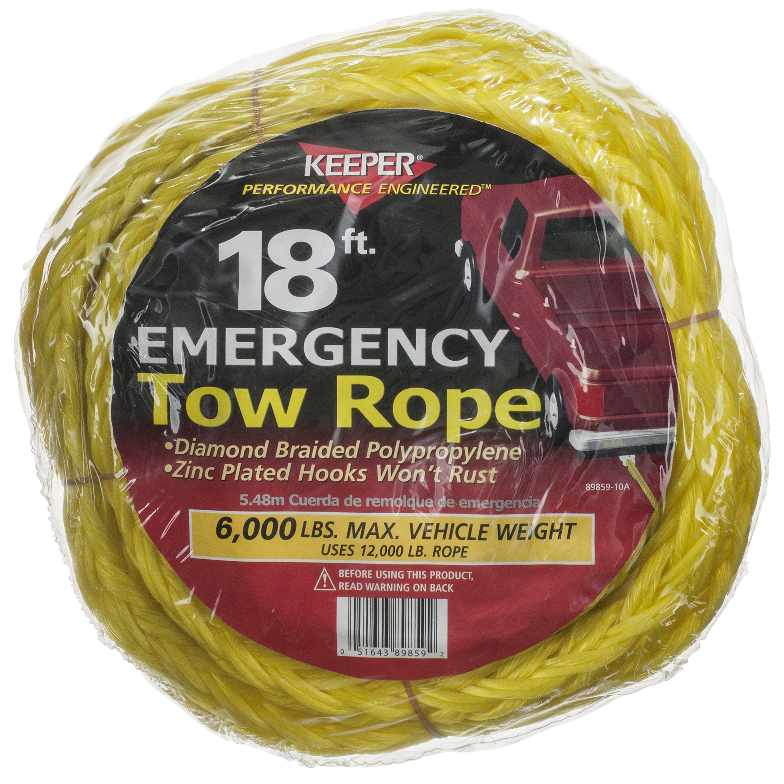 18' Keeper 89859 x 7/8" Tow Rope 6,000 lbs. Max Vehicle Wt.