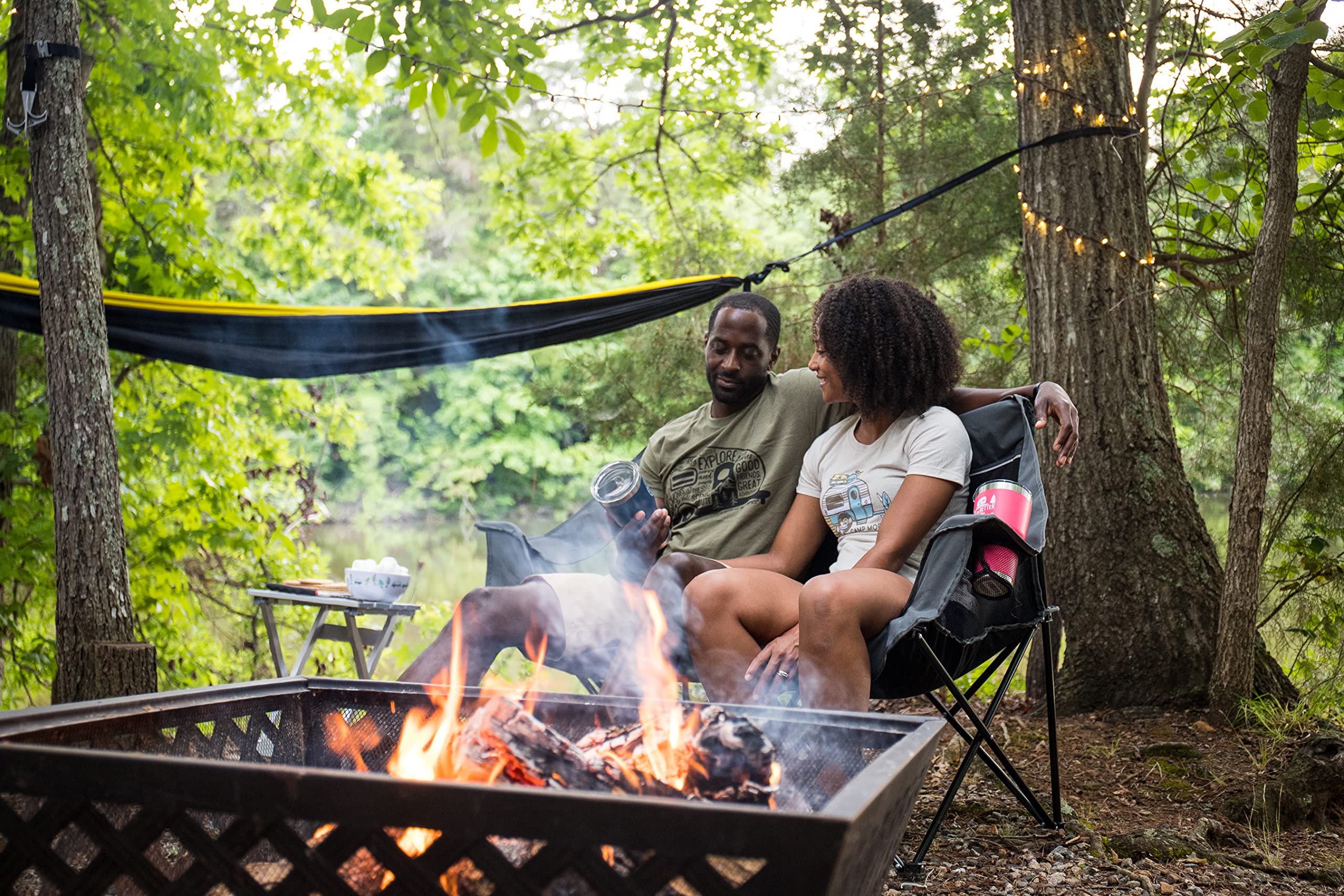 Camco Tumbler Life is Better at The Campsite | Heavy Duty Double Wall Vacuum Insulation | Crafted of 18/8 Stainless Steel | Unique “Life is Better at The Campsite” Design on Coral Pink | 30-oz (53062)