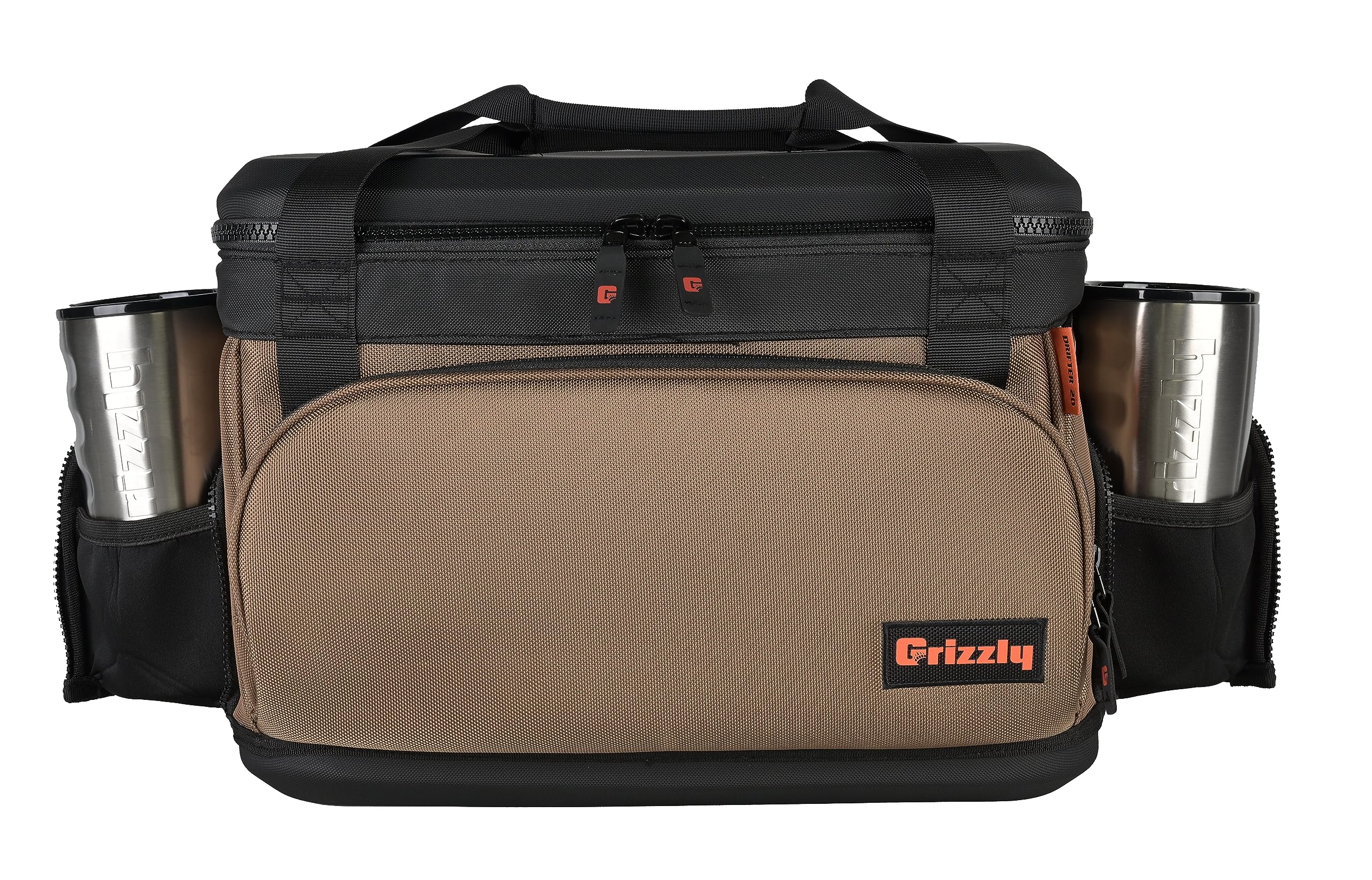 20 Soft Sided Cooler Grizzly Drifter | 20 qt Flip-Top Cooler Bag | Ice Chest for Beach Boat Camping Fishing Hiking Hunting Picnic | Lightweight Portable Insulated Waterproof | Tan