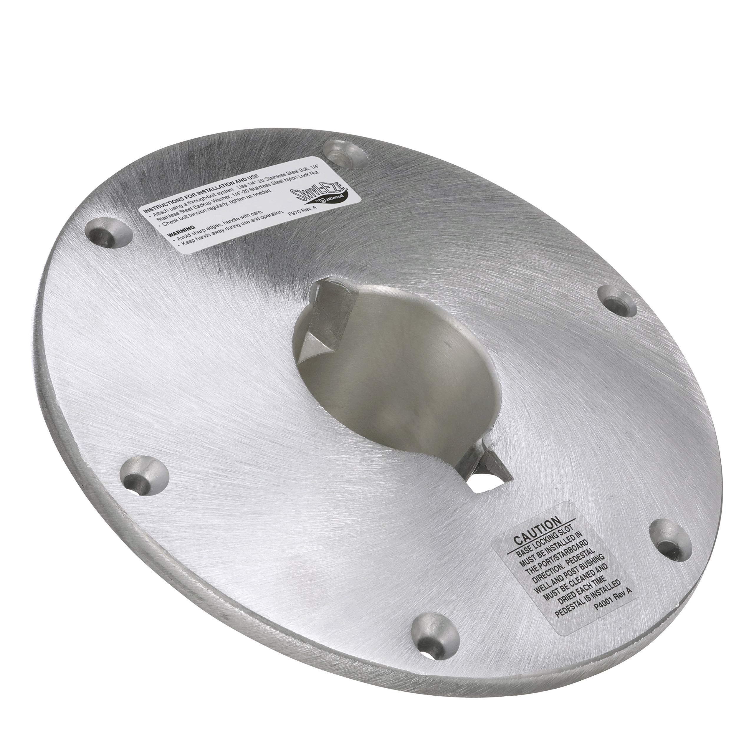 Attwood Wedge 2-Inch Base Plate, Round, Brushed Aluminum, 9-Inch Diameter, Extends 2 Inches Below Deck