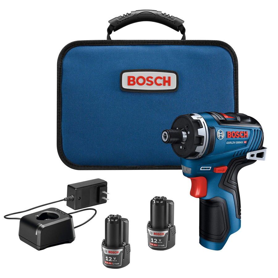 12V Max BOSCH GSR12V-300HXB22 Brushless 1/4 In. Hex Two-Speed Screwdriver Kit with (2) 2.0 Ah Batteries