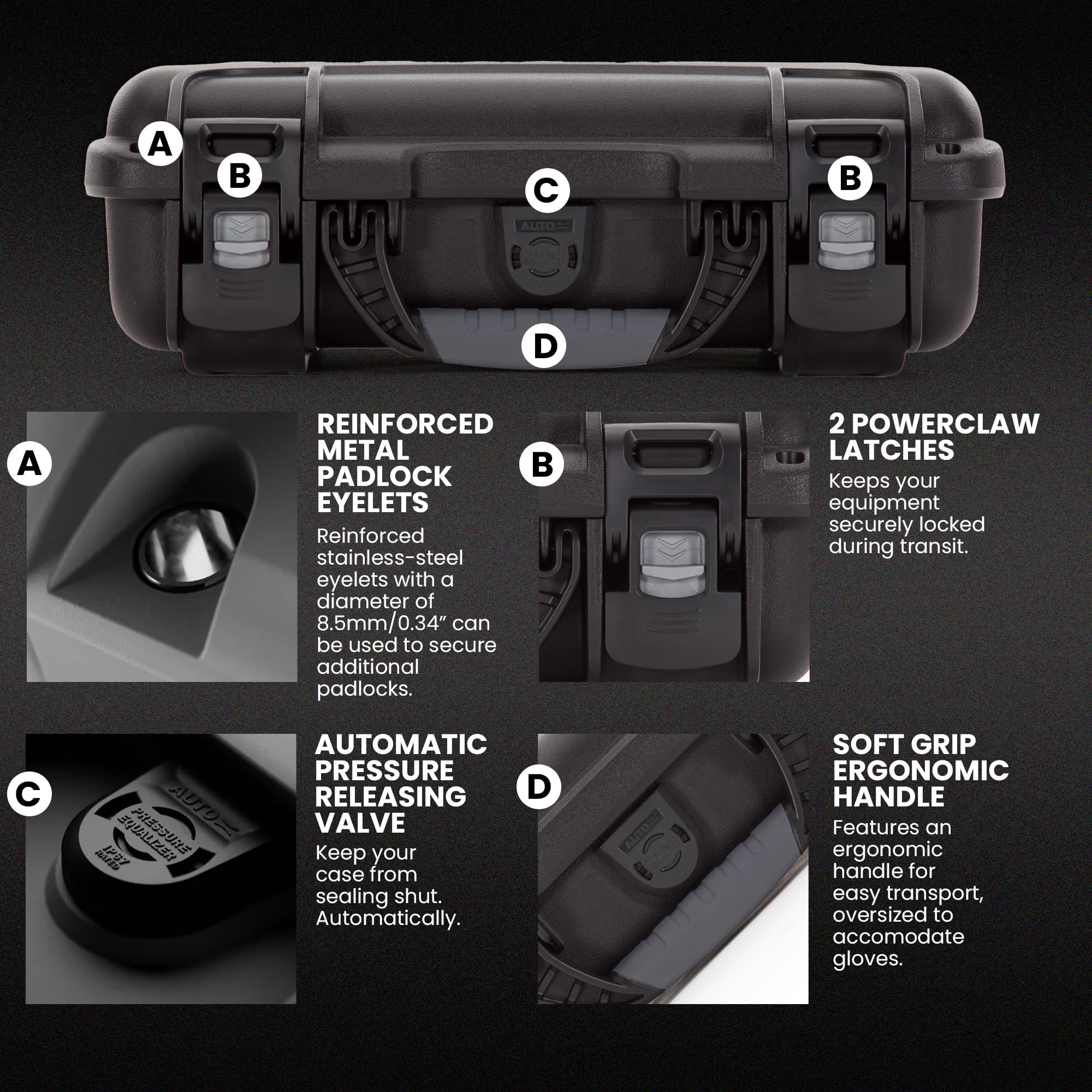 Waterproof Nanuk 909 Hard Case with Custom Foam Insert for 8 Pocket Knives, Black