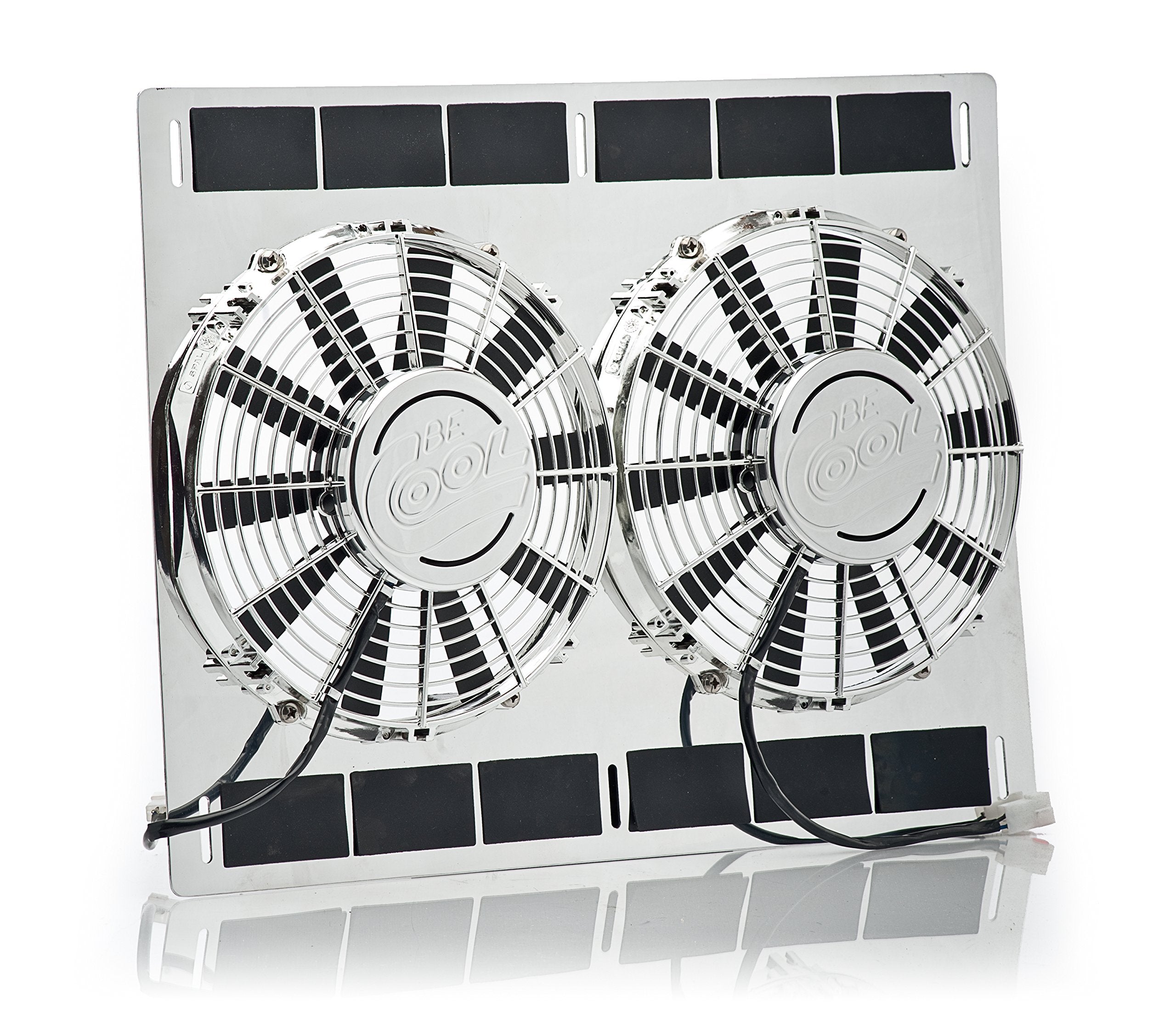 Be Cool Show & Go 75480 12" Stainless Shroud (26"W x 17"H with Dual Chrome Puller Fans)