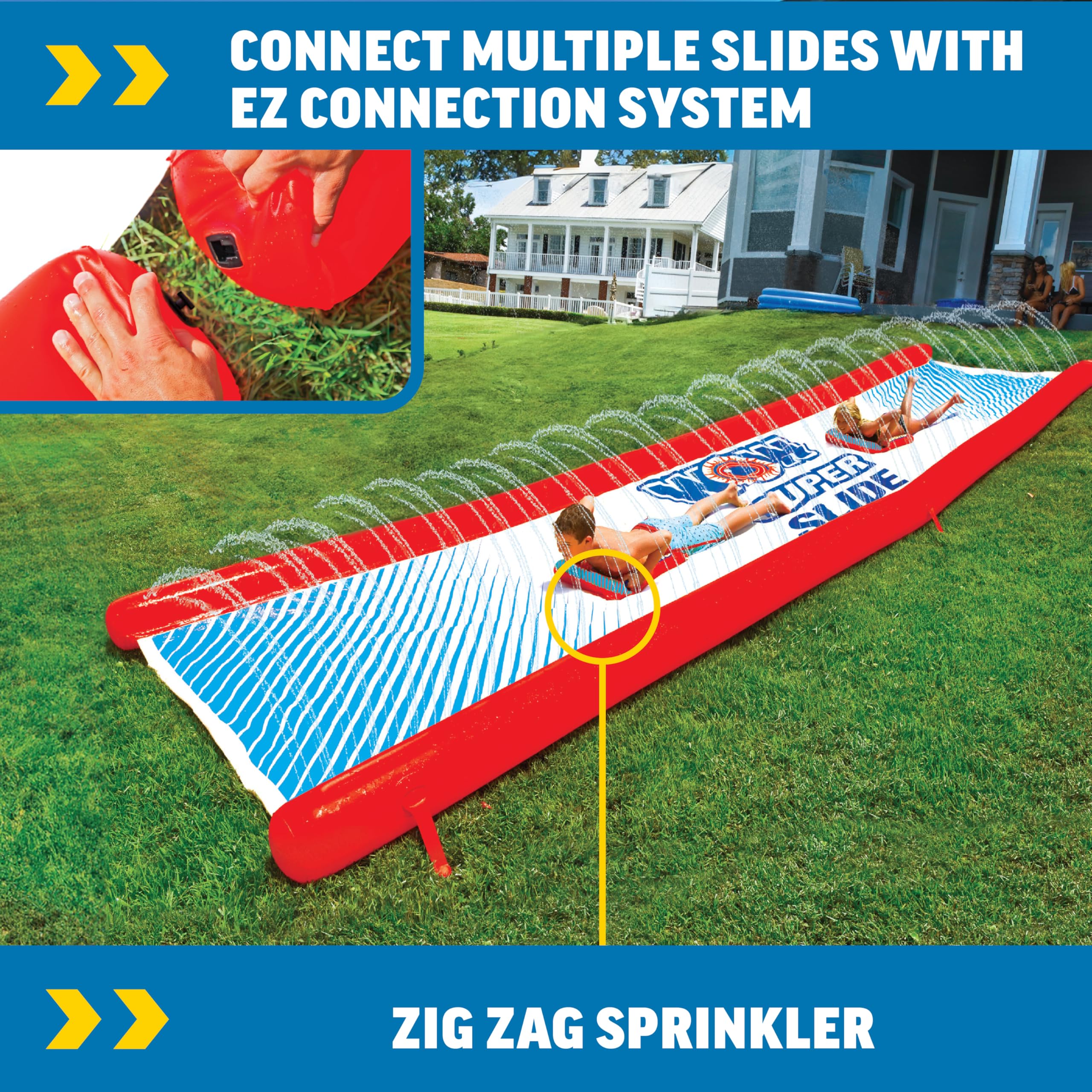 Giant WOW Sports Super Slide Backyard Water and Slip Slide with Sprinkler, Extra Long, 25 x 6 ft