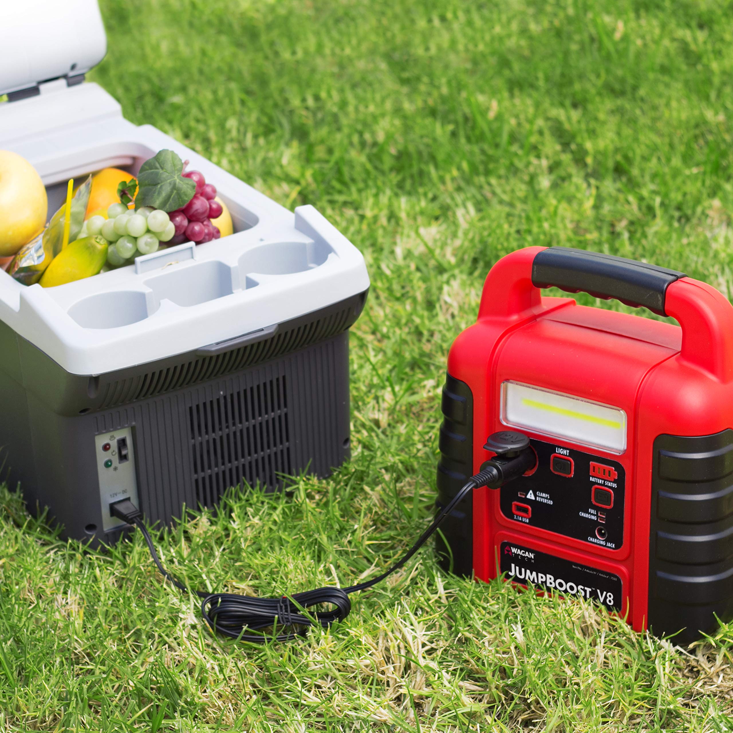 Wagan Jumpboost EL7552 V10 Air 1000 Peak Amps 12V Jump Starter with 260 PSI Powerful Air Compressor Tire Inflator, 1 Built-in DC Socket and 2A USB Port, Work Light