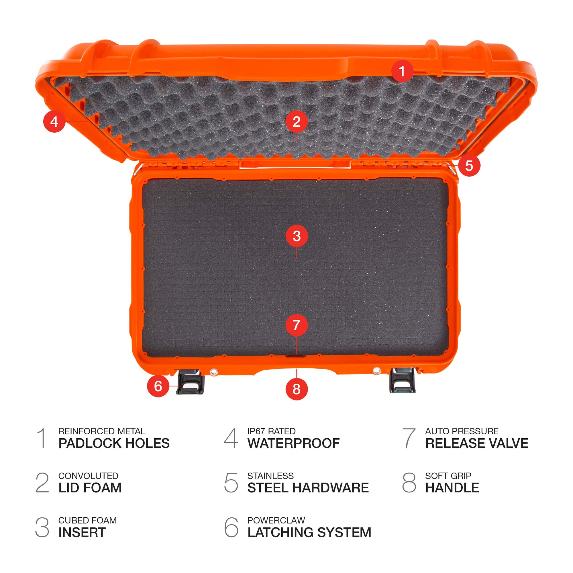 NANUK Waterproof Hard Case 938 with Wheels and Foam Insert - Orange (938-1003)