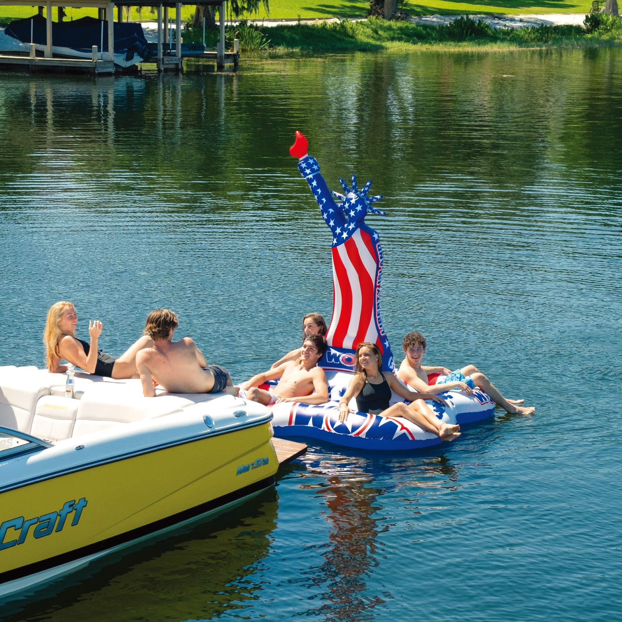 Liberty Island WOW Sports inflatable 4 Person Float, Fourth of July, American Flag Float
