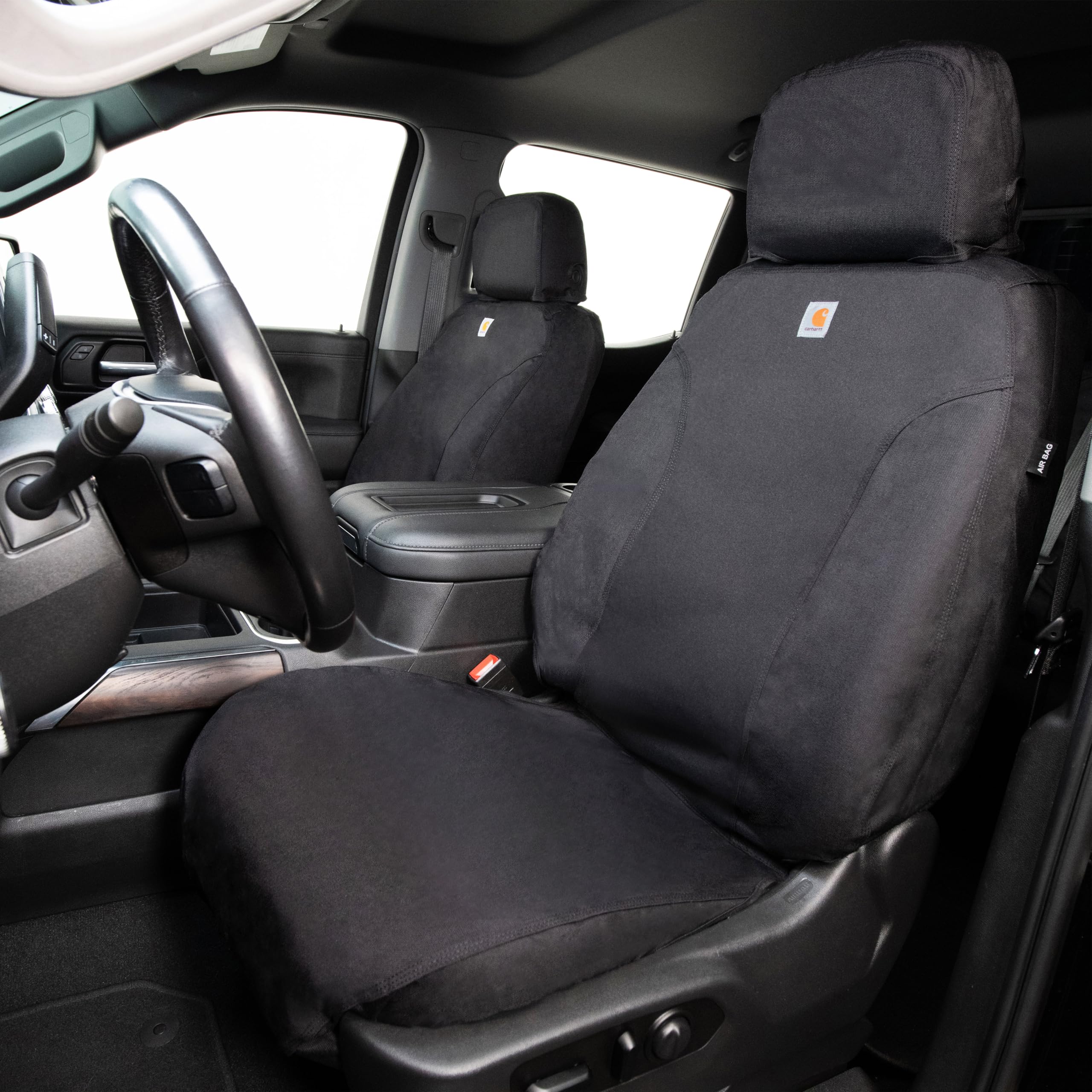 Covercraft Super Dux Carhartt SeatSaver Custom Seat Covers | Fits 2022-2025 Ford Bronco Raptor with Molle Panel | 1st Row Bucket Seats, Super Dux Black