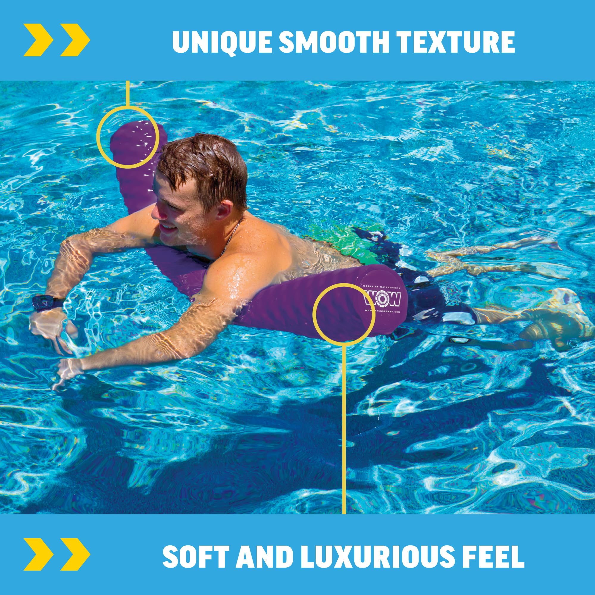 Purple Foam Pool Noodle - Wow Sports - Floatation Device for Adults & Children - Perfect for Pools, Swimming, & Floating - Pool Accessory - 46" Long