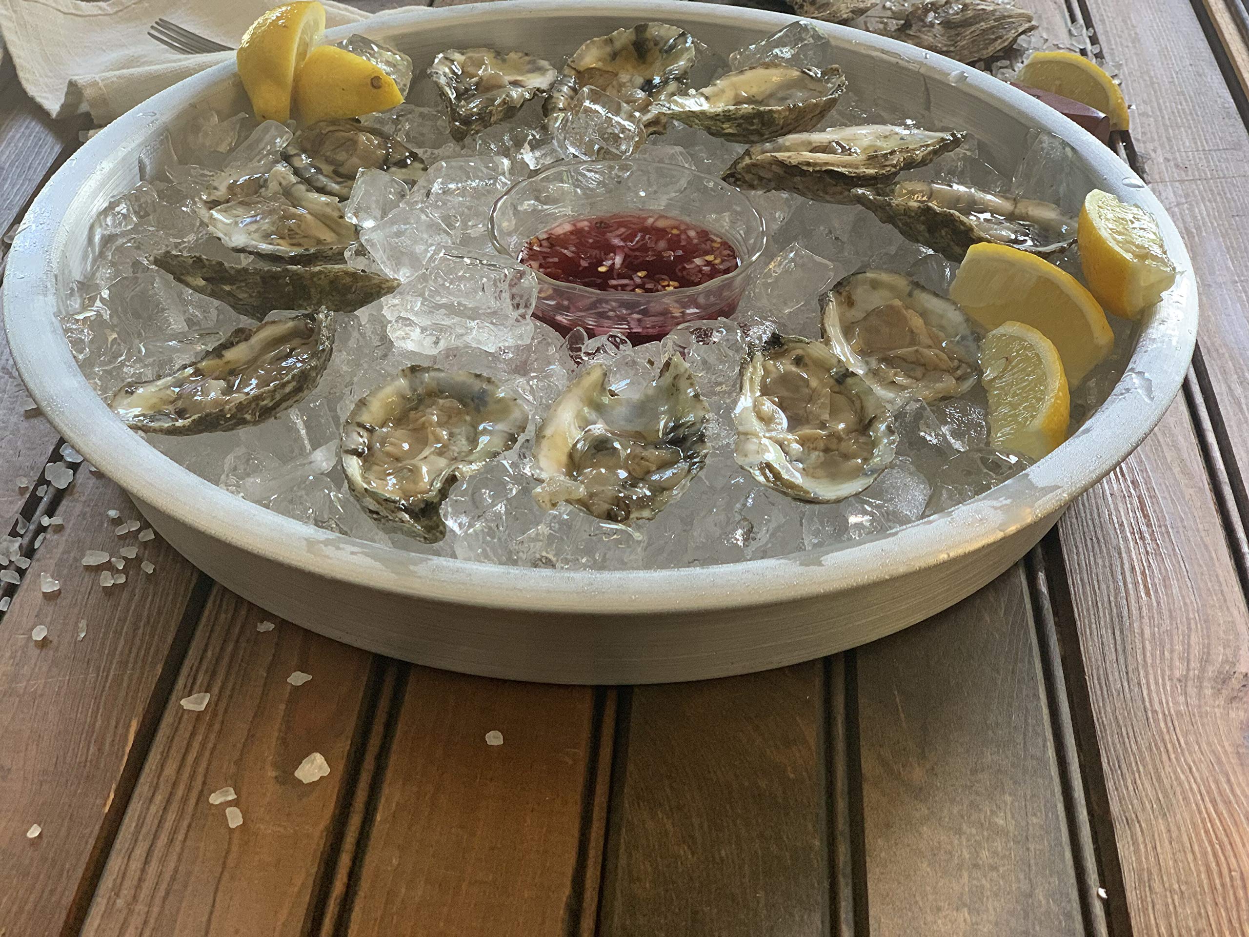 Bayou Classic 500-588 Silver 14-in Seafood Serving Trays 4-pc Set Perfect for Crawfish and Seafood Boils Cookouts Tailgating Camping and Backyard Entertaining