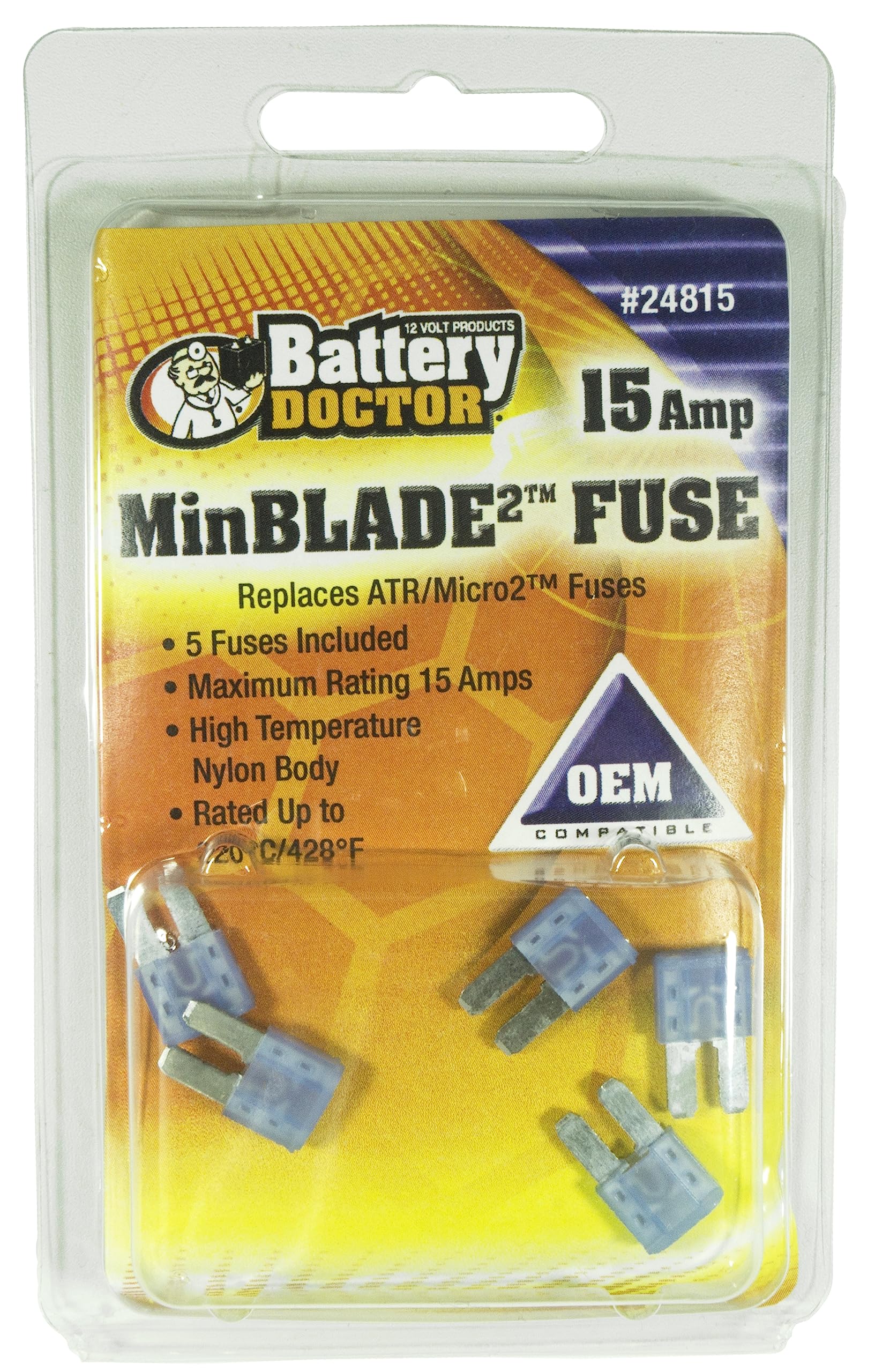 WirthCo 24815 MinBlade2 Fuse - 15 Amp (Blue), Engineering Inc 5-Pack