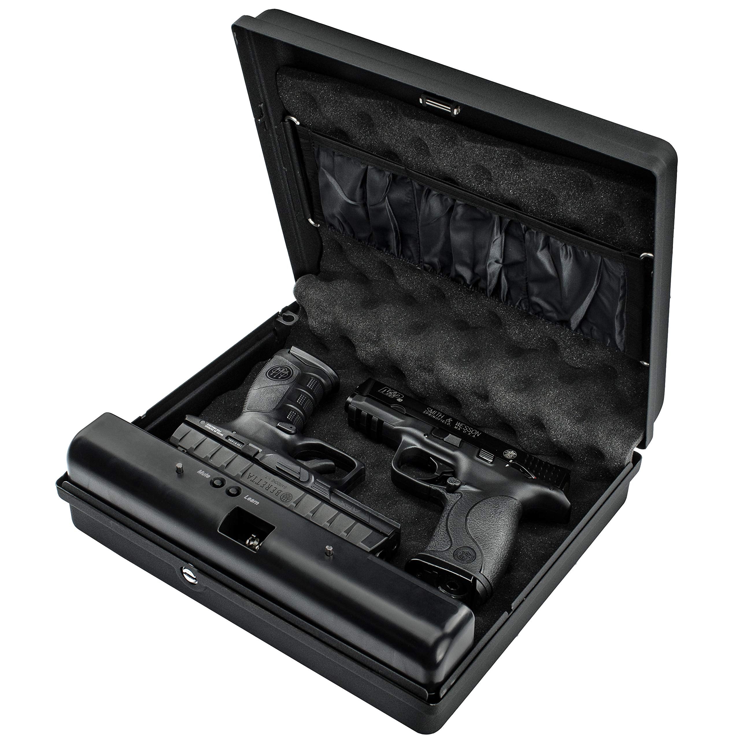 GunVault Portable MicroVault XL Handgun Safe with Patented No-Eyes Keypad and Security Cable (2 Pistol Capacity)