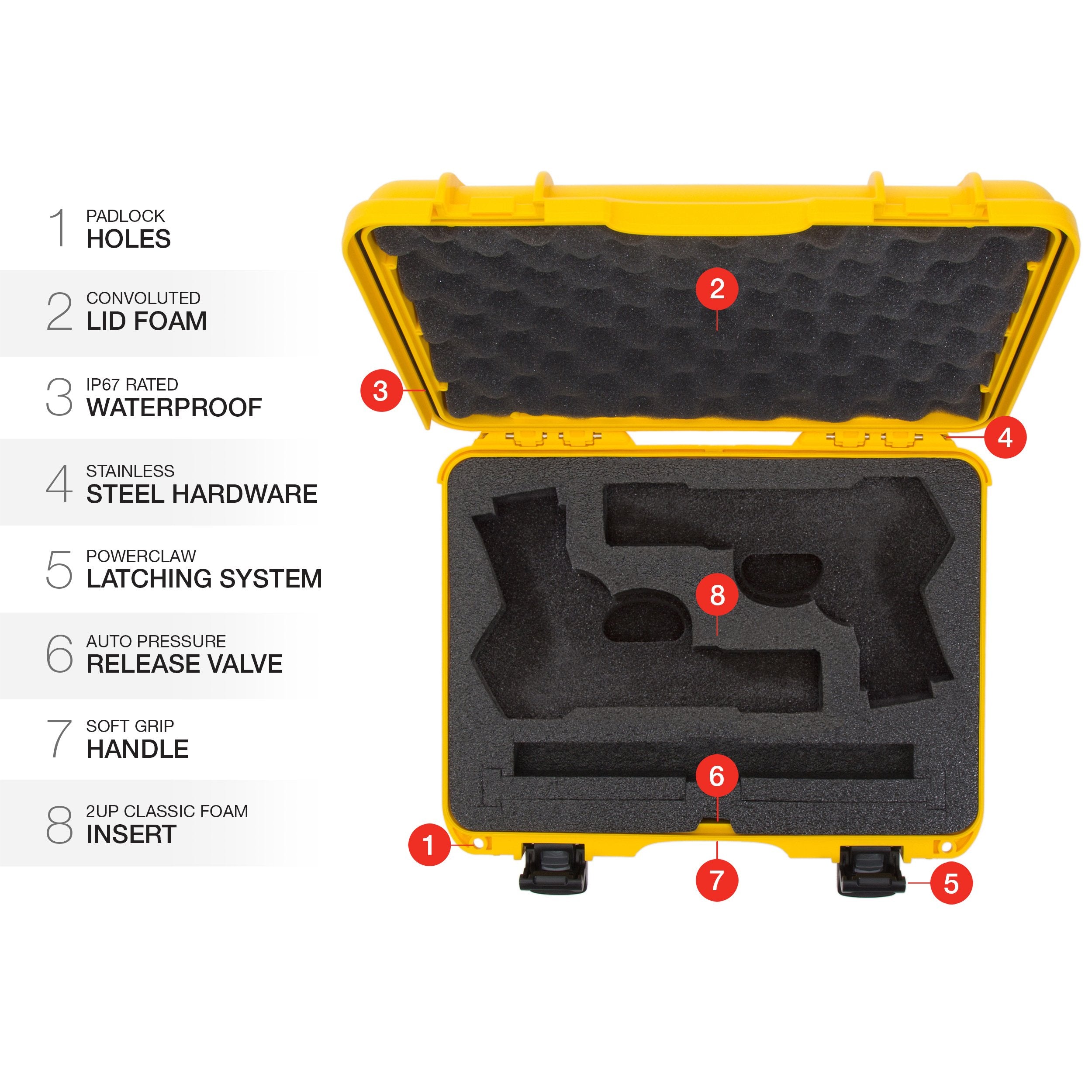 2UP Nanuk 910 Waterproof Classic Pistol Hard Case - Yellow