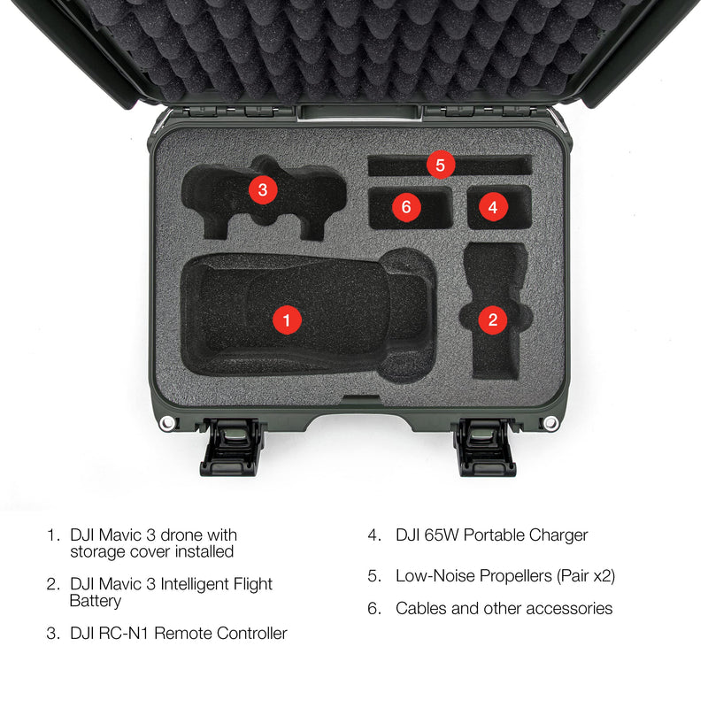 Waterproof Hard Case Nanuk 915 with Foam Insert for DJI Mavic 3 & Mavic 3 Classic - Olive