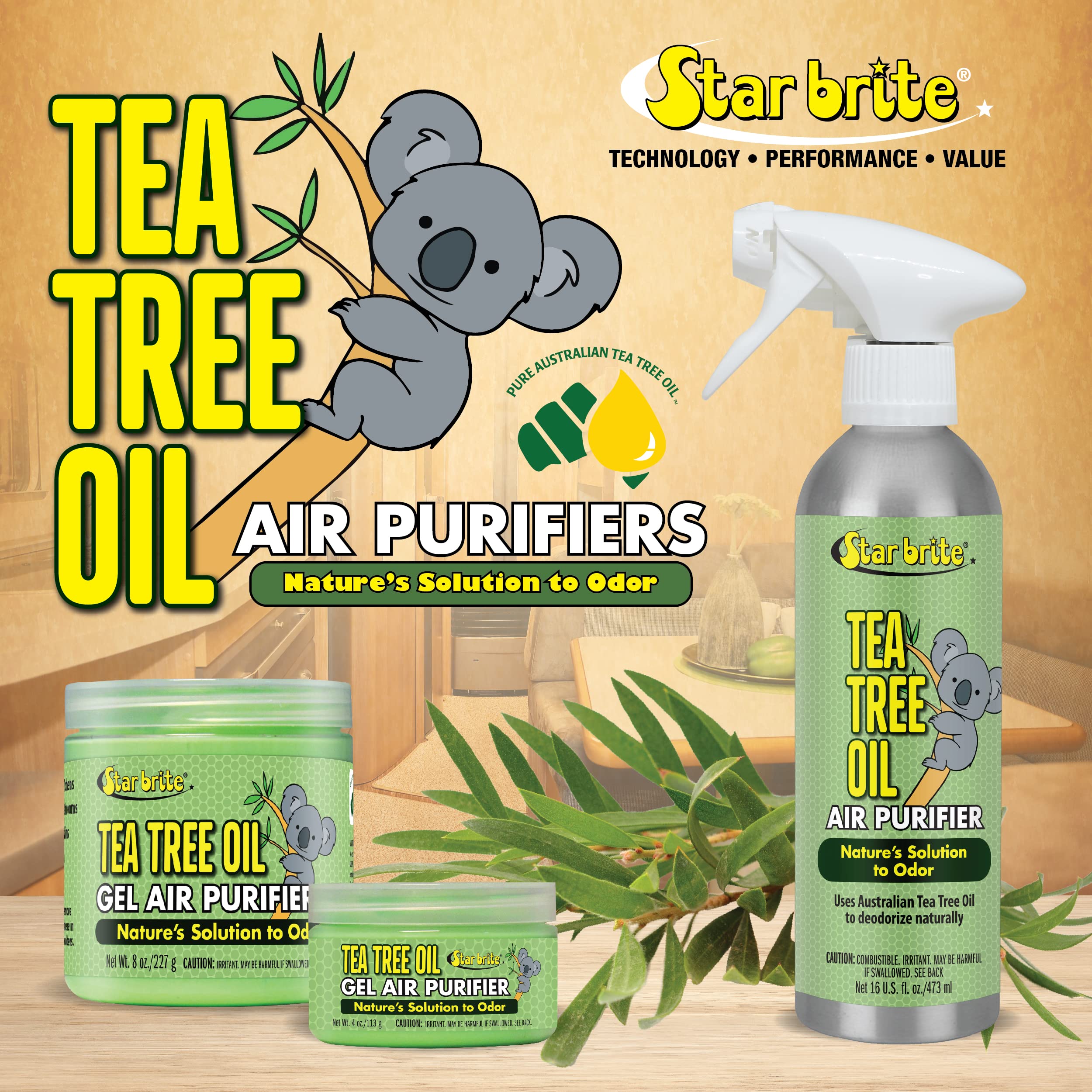 ATTIA-Certified Pure Australian Tea Tree Oil Gel Air Purifier - STAR BRITE Tub - 4 OZ (096504)