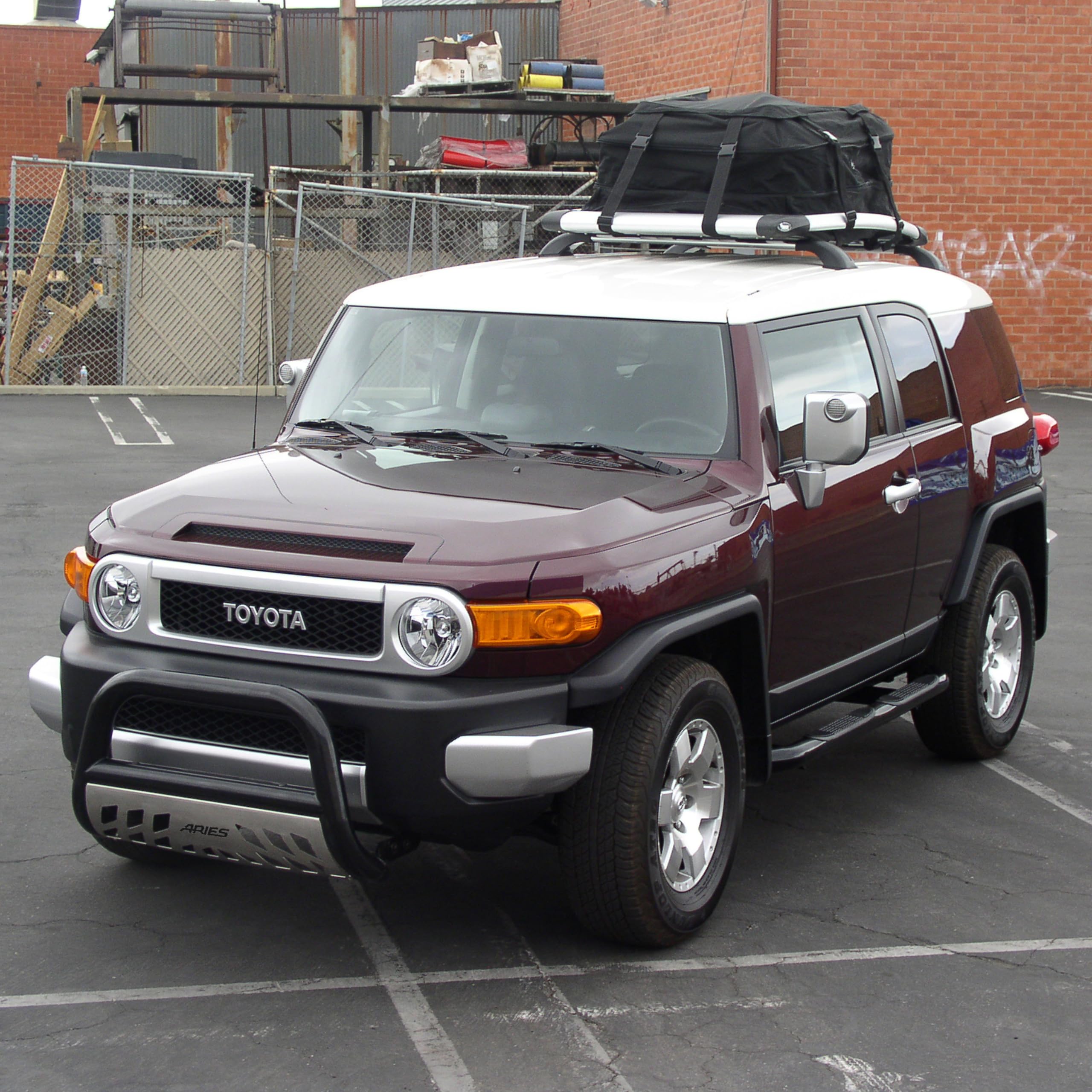 3-Inch Round Black Steel ARIES Nerf Bars, No-Drill, Fits Select Toyota FJ Cruiser
