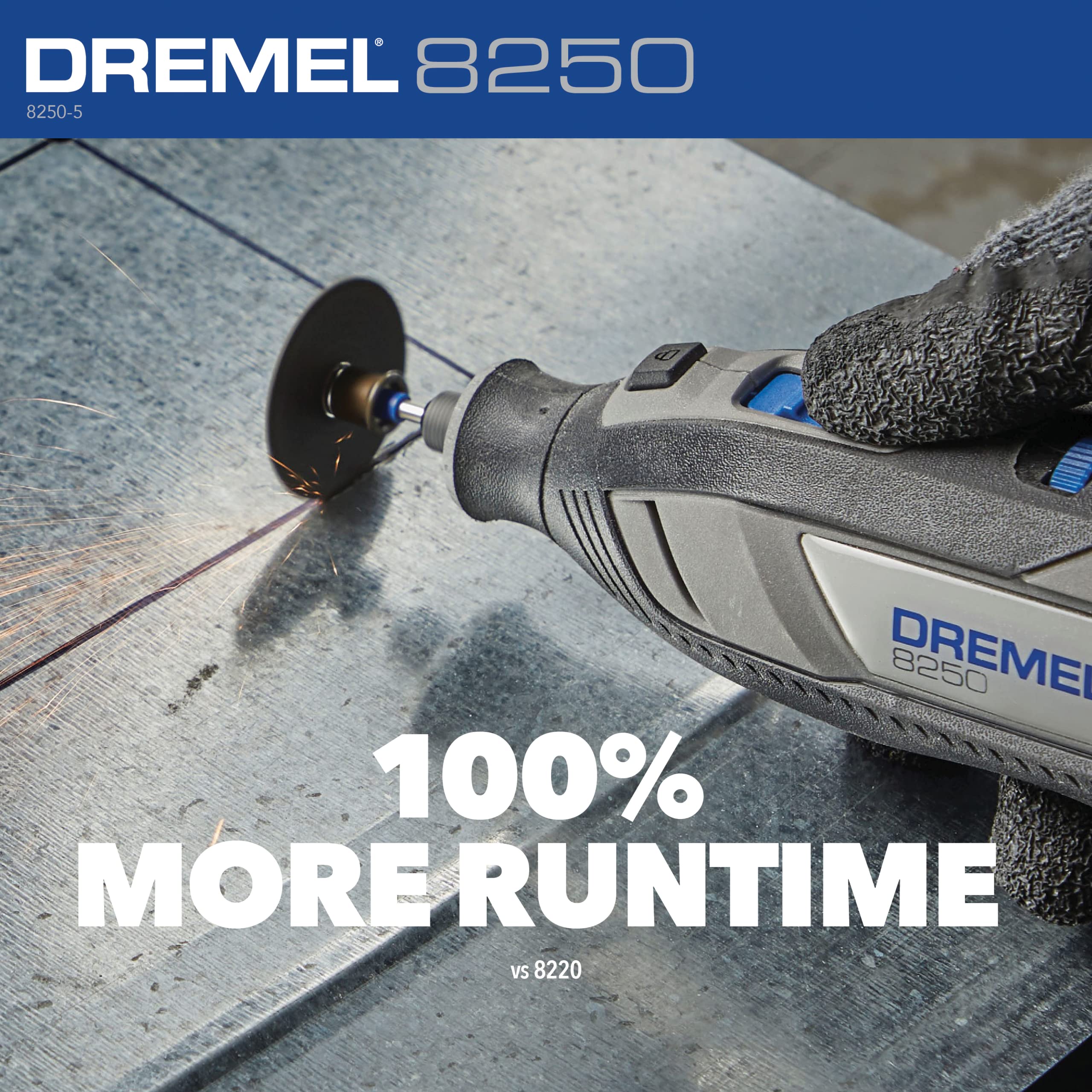 Dremel 12V Lithium-Ion Variable Speed Cordless Rotary Tool 8250-5 with Brushless Motor - 5 Rotary Tool Accessories, 3Ah Battery, Charger, and Tool Bag