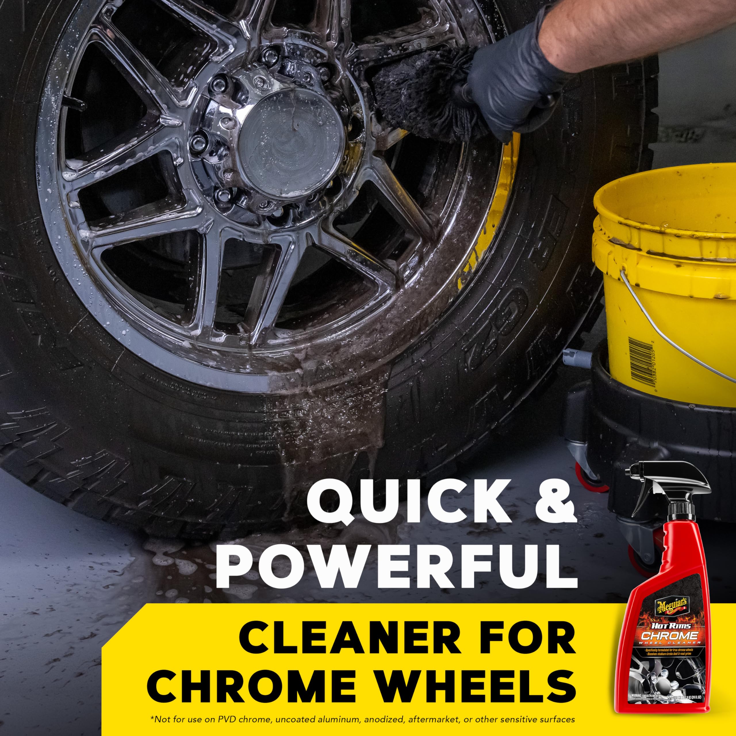 Hot Rims Meguiar's Chrome Wheel Cleaner, Deep Foaming Rim Cleaner Spray Formulated to Effectively Clean Chrome Wheels for an Impeccable Mirror-Like Shine, 24 Oz