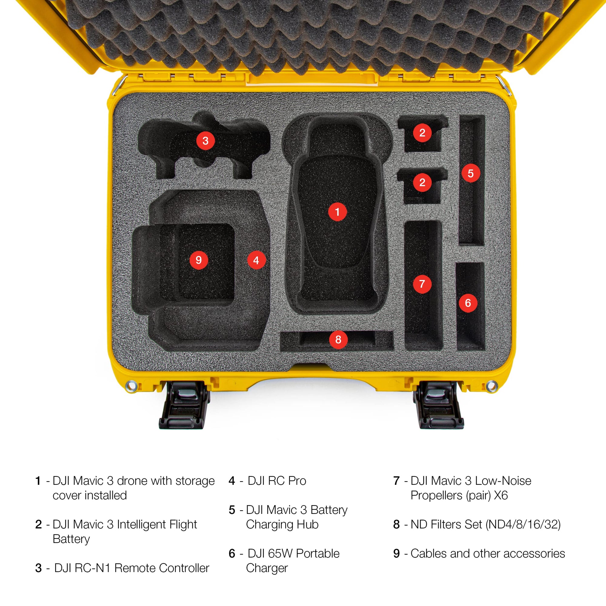 Waterproof Nanuk 925 Case with Foam Insert for DJI Mavic 3 Fly More/Cine Premium Combo, Yellow