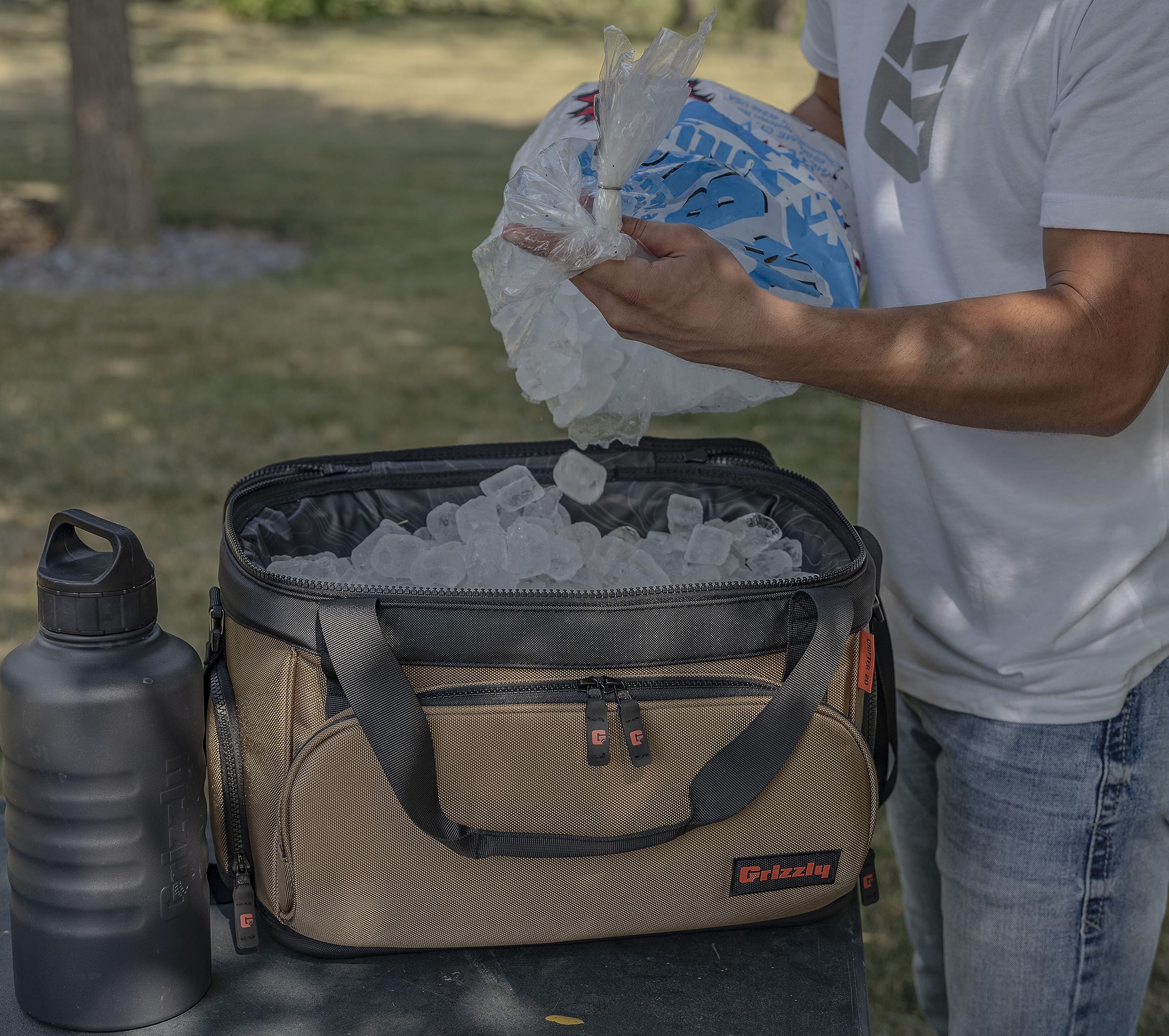 20 Soft Sided Cooler Grizzly Drifter | 20 qt Flip-Top Cooler Bag | Ice Chest for Beach Boat Camping Fishing Hiking Hunting Picnic | Lightweight Portable Insulated Waterproof | Tan