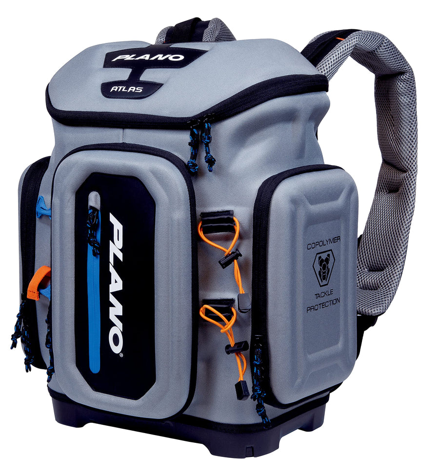 Plano 3700 Atlas Fishing Tackle Backpack, Gray EVA Material, Includes 3 3750 StowAway Utility Boxes for Worms, Lures, & Baits, Waterproof & Non-Skid Base, Grey
