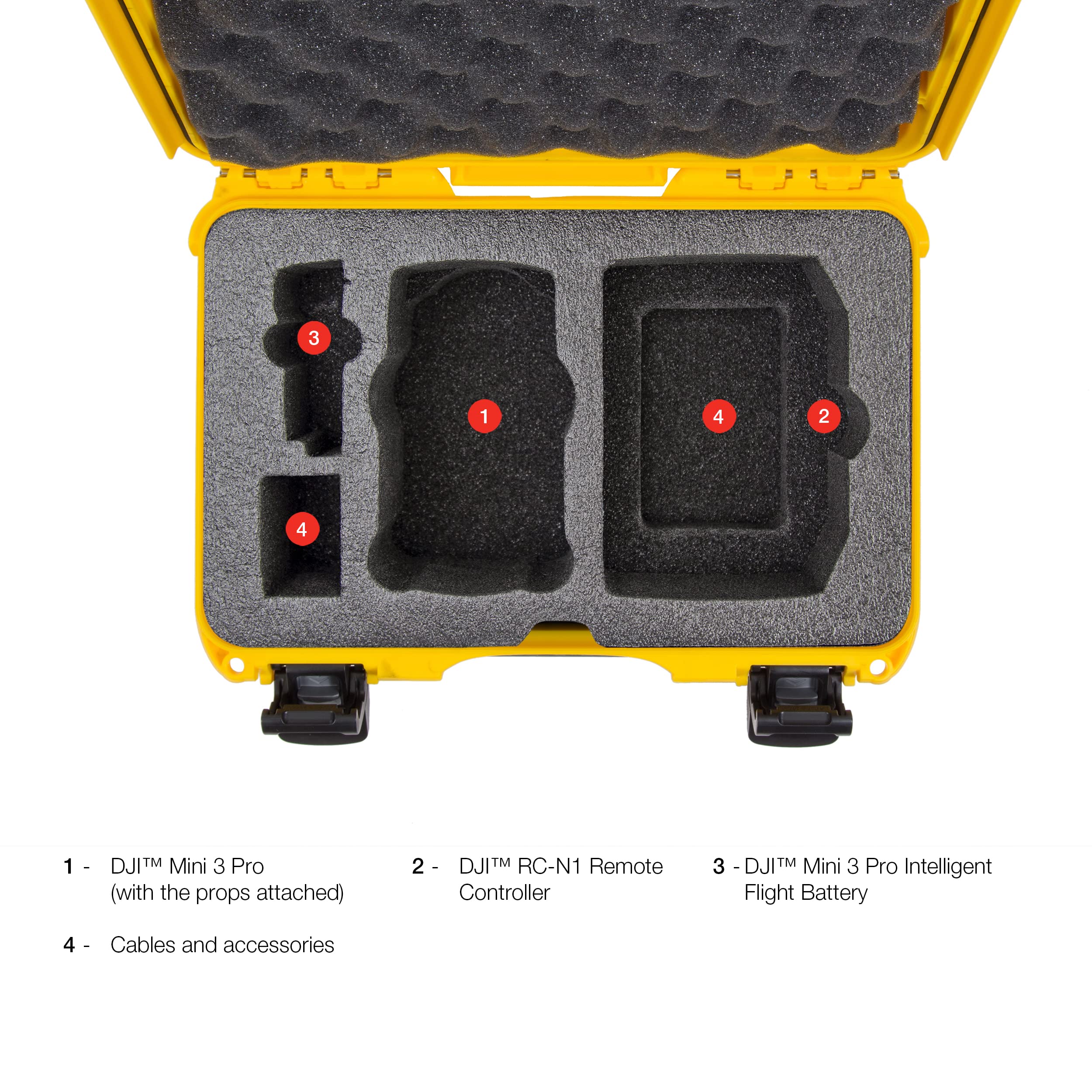 Waterproof Hard Case Nanuk 909 with Custom Insert for DJI Mini 3 and RC-N1 Remote - Yellow (909S-080YL-0A0-C0598)