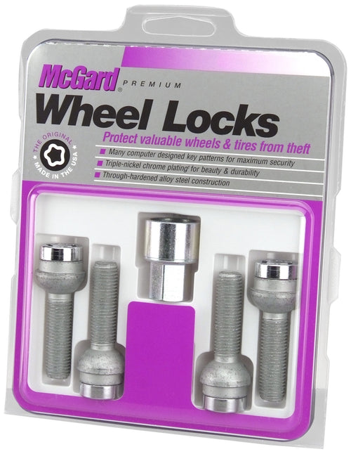 Lock Bolt McGard 28174 Chrome Radius Seat (M14 X 1.5 Thread Size) Set of 4