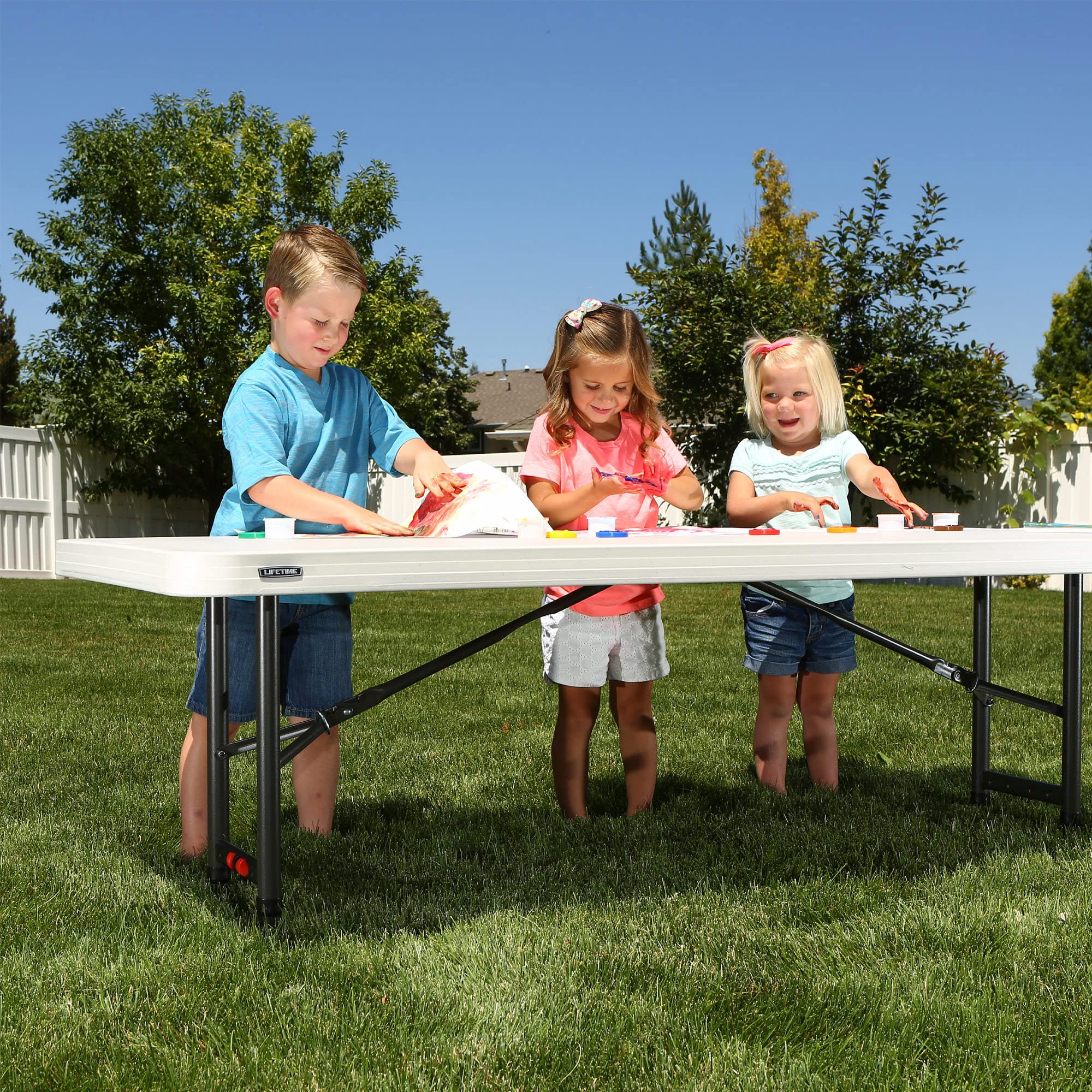 Adjustable Height LIFETIME Products 80565 Folding Utility Table, 6', Almond
