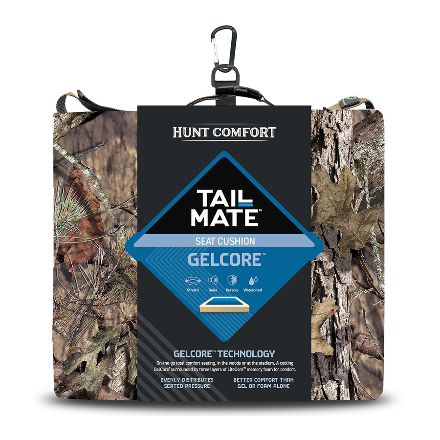 GelCore Tail Mate Premium Seat Cushion with Memory Foam for Stadium Seats, Office, Home, Car, Hunting, Travel, and More, Mossy Oak