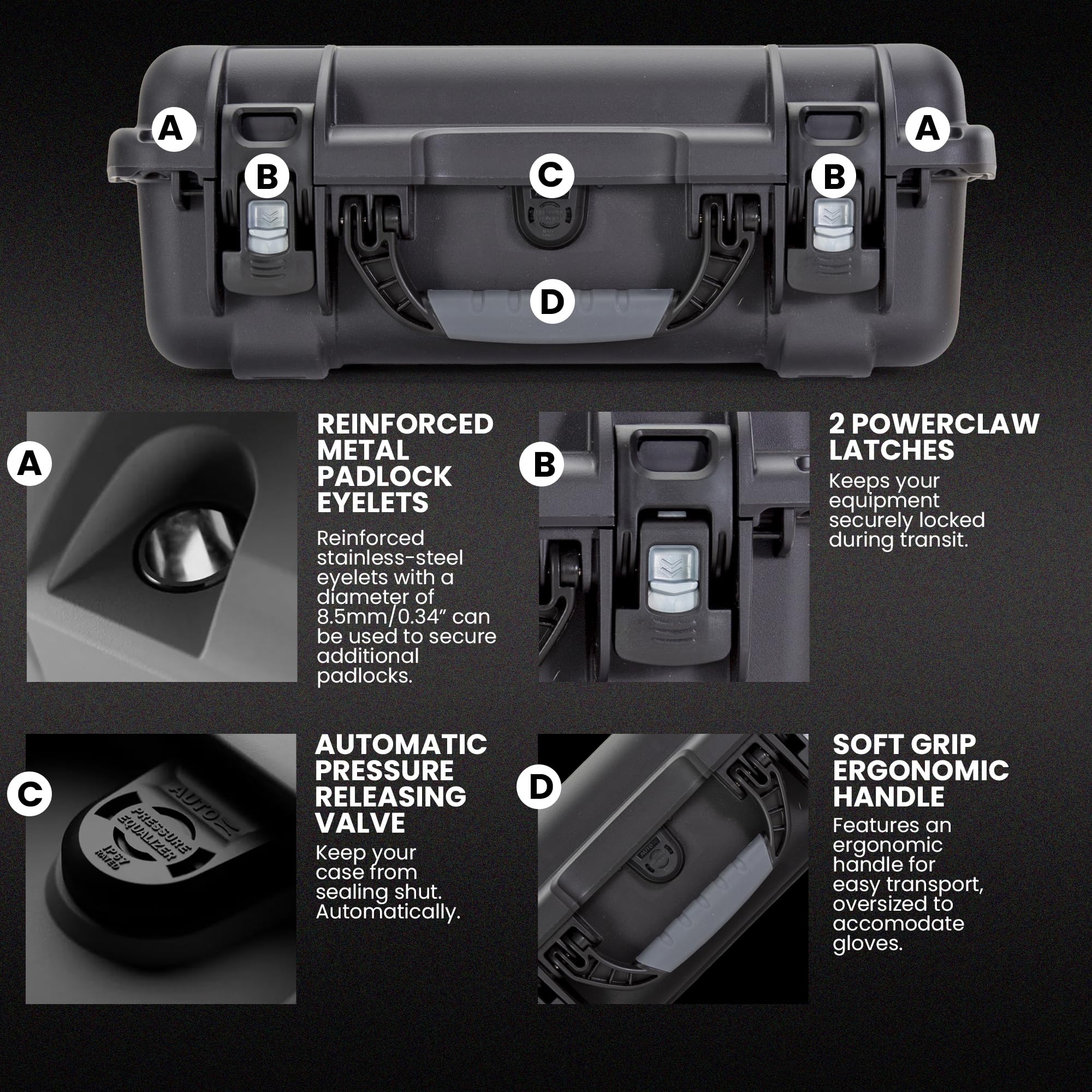 Pro Photo Kit NANUK 925 – Waterproof Travel Camera Hard Case with Padded Dividers & Lid Organizer, 18.7” x 14.8” x 7”, Dustproof & Impact-Resistant Airline Carry-On Approved – Graphite