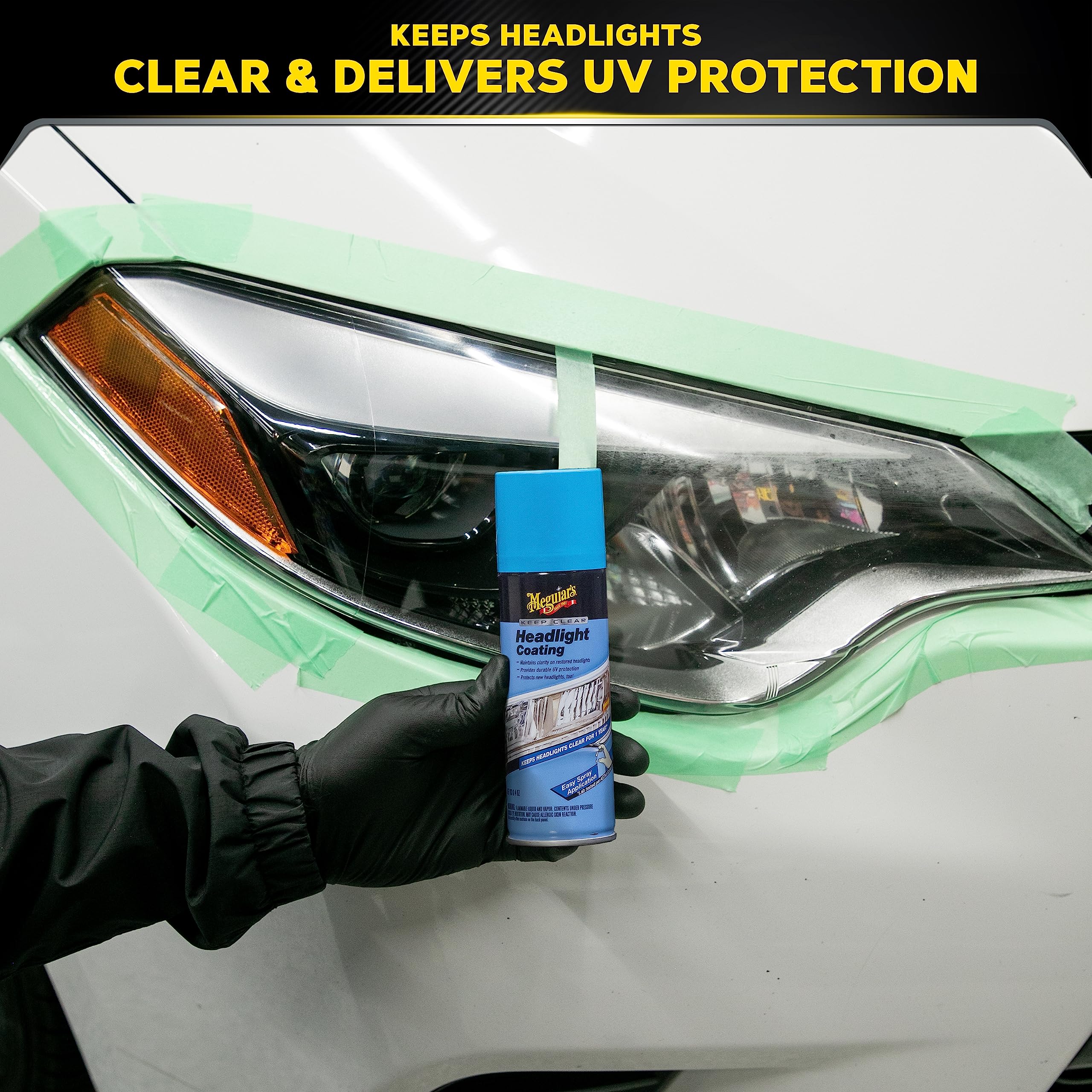 Keep Clear Meguiar's Headlight Coating, Maintain Like-New Clarity of Your Headlights with an Easy-to-Use Formula and UV Protection that Lasts All Year Long, 4 Ounce Aerosol