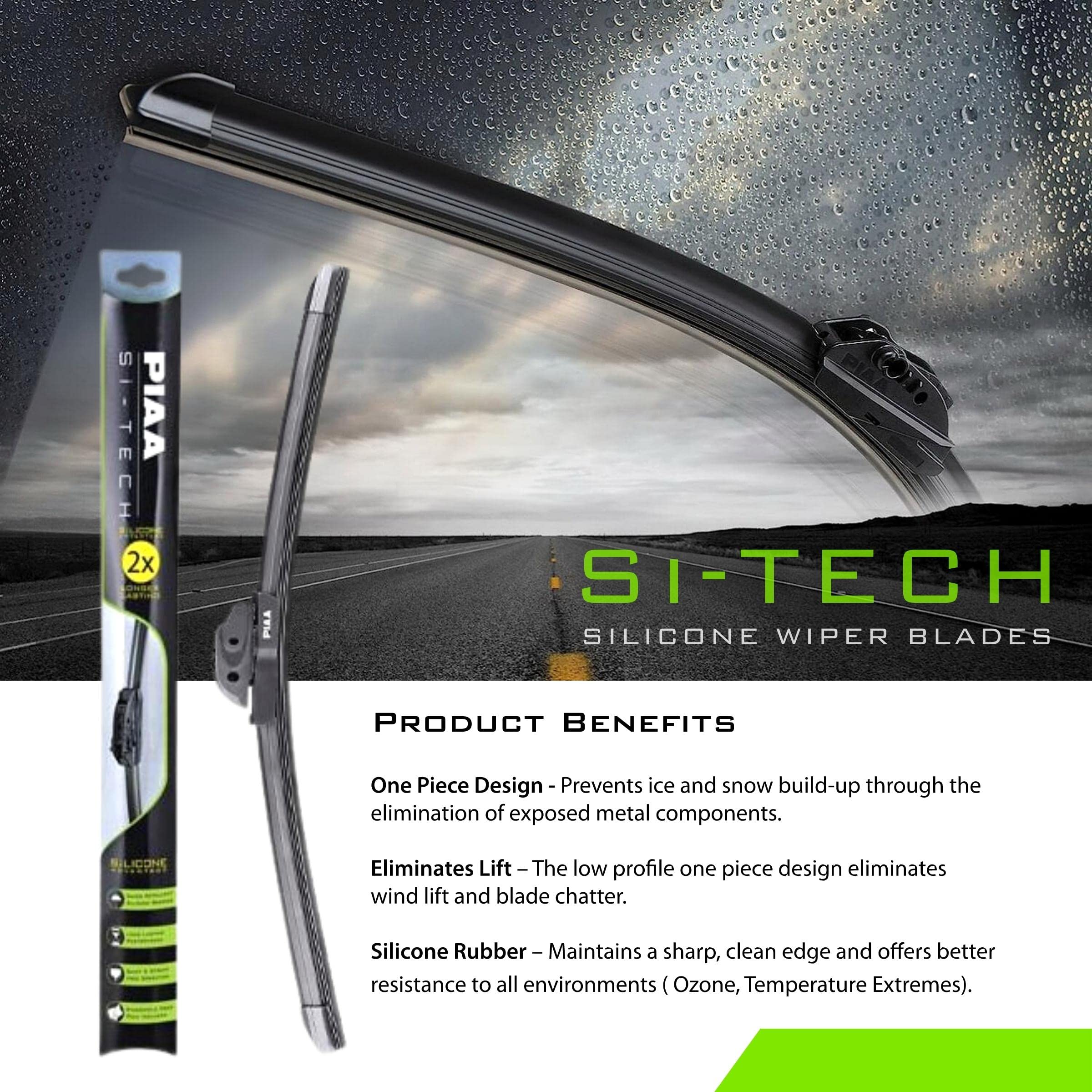 18-Inch (450mm) PIAA Si-Tech Silicone Wiper Blade, Premium All-Season OEM Windshield Wiper Replacement